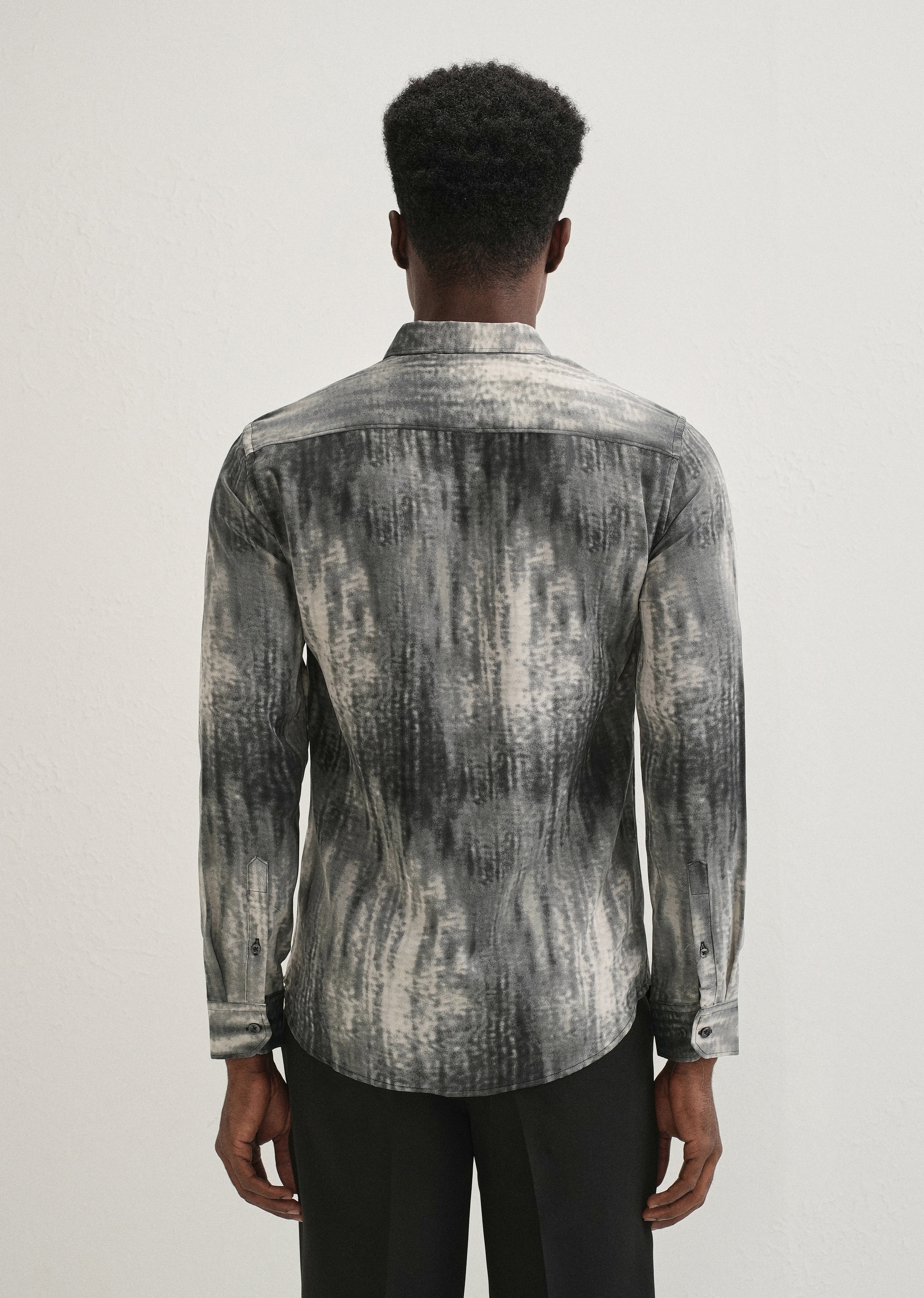 Grey Fade Abstract Printed Shirt - Image 4