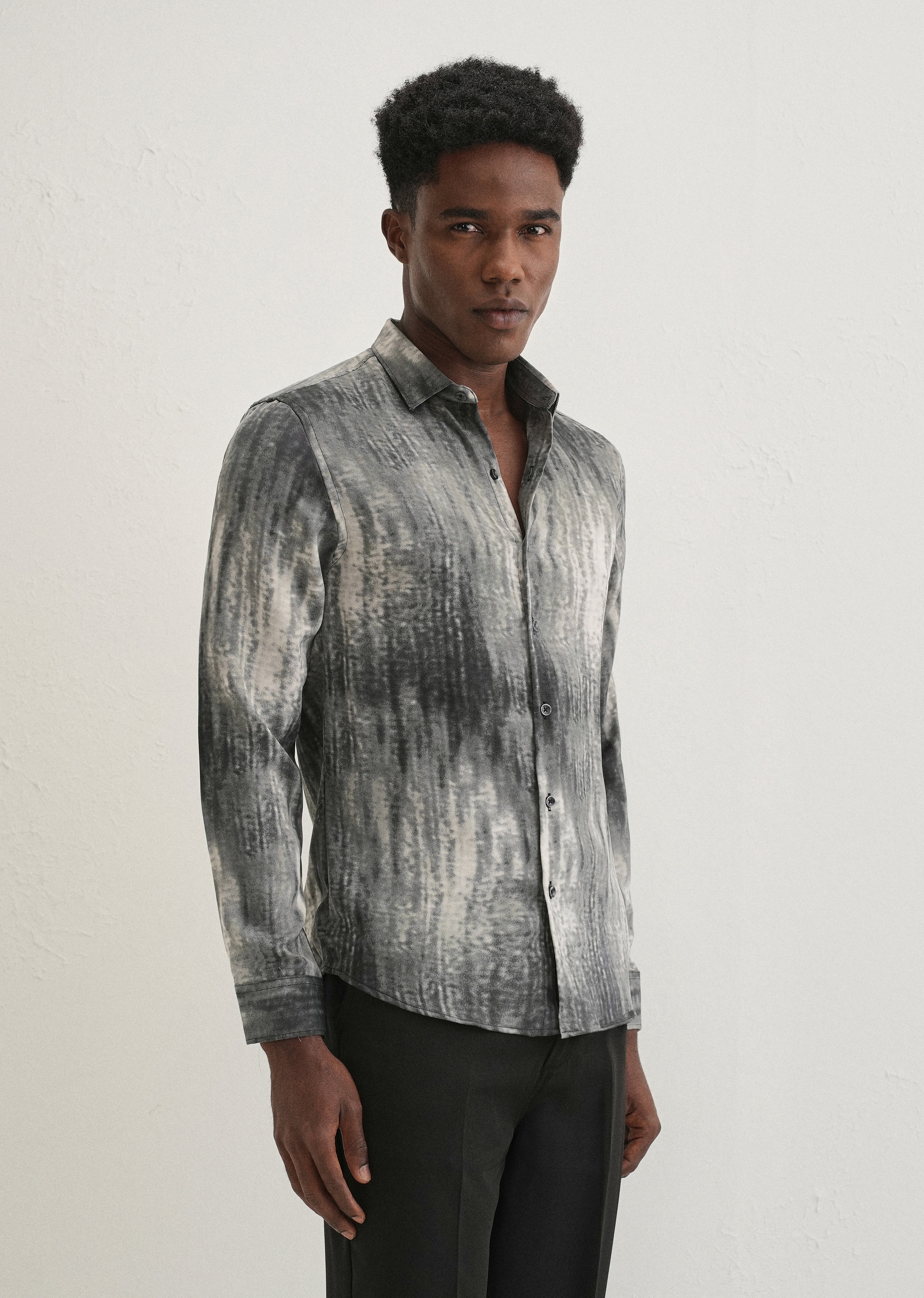 Grey Fade Abstract Printed Shirt - Image 5