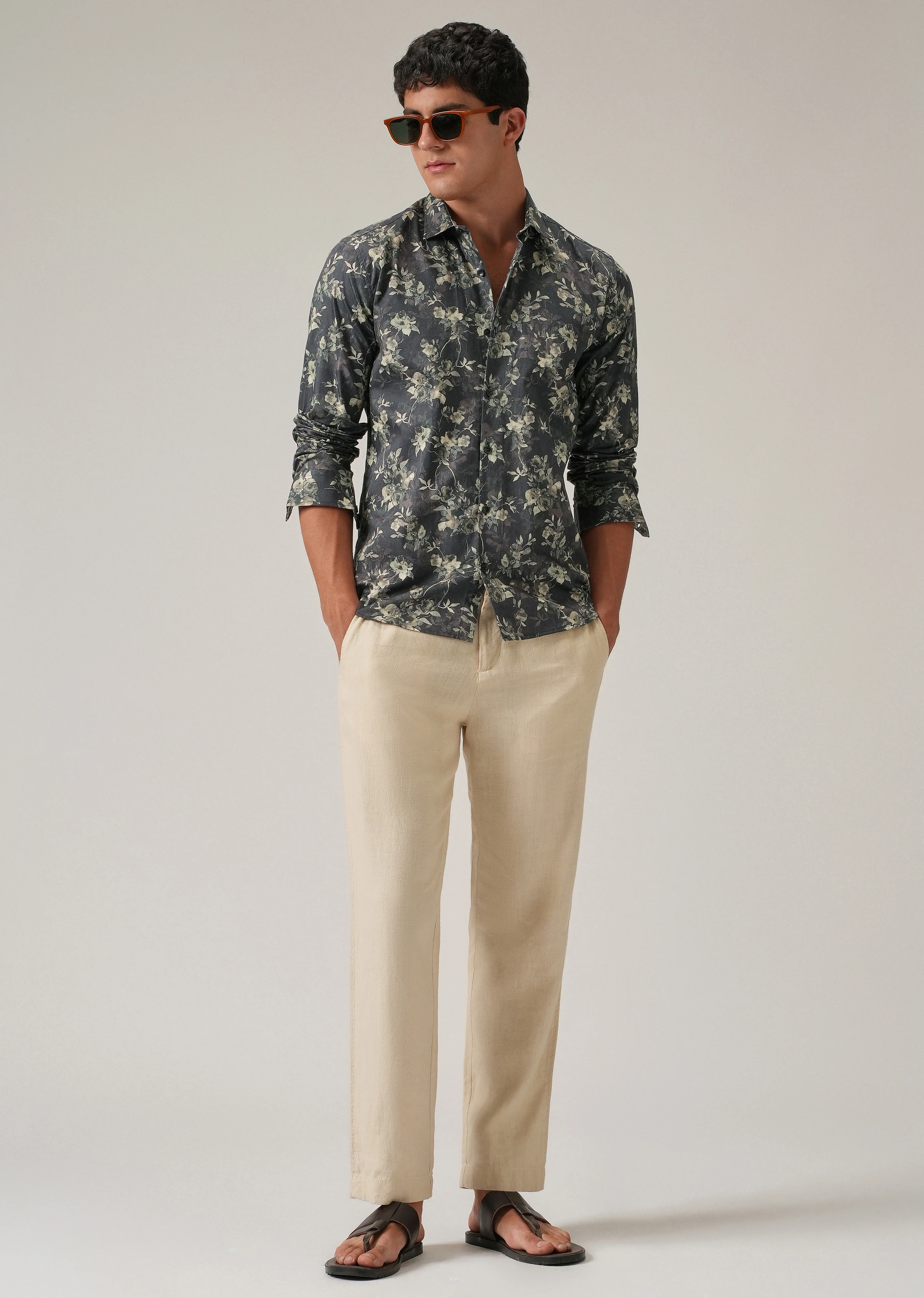 Grey Floral Print Shirt - Image 6