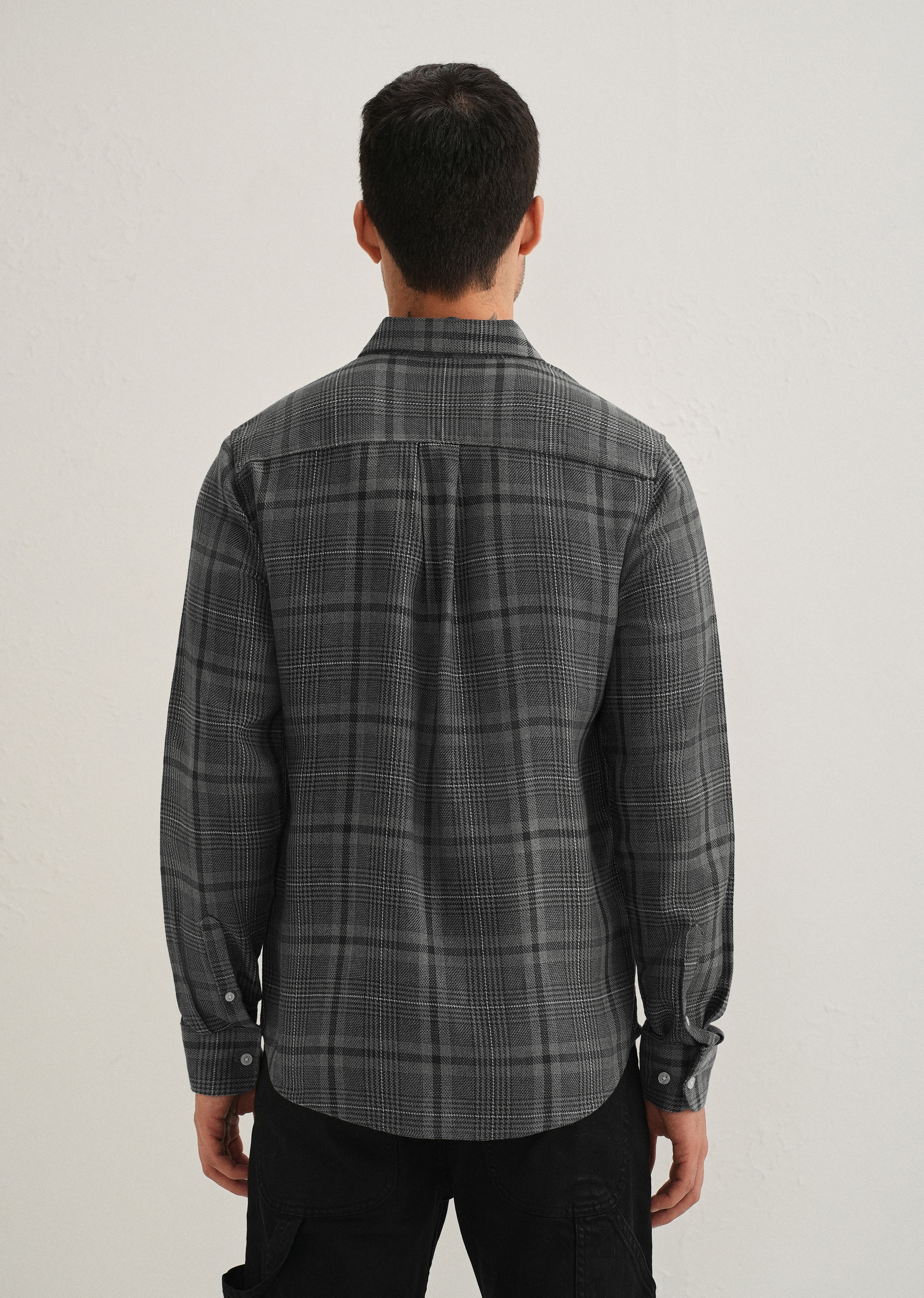 Grey Glen Plaid Check Shirt - Image 5