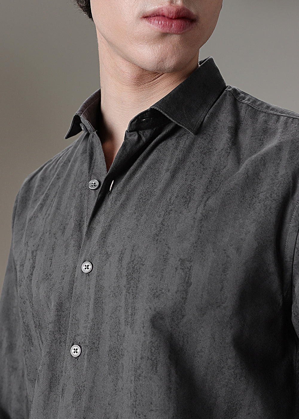Grey Gradient Printed Shirt - Image 2
