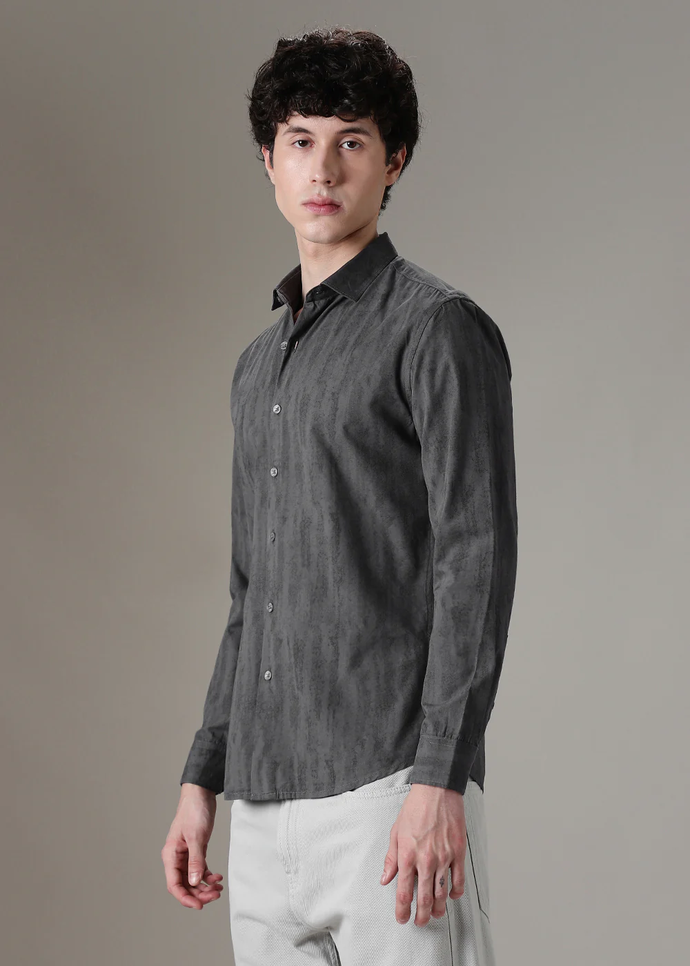 Grey Gradient Printed Shirt - Image 5