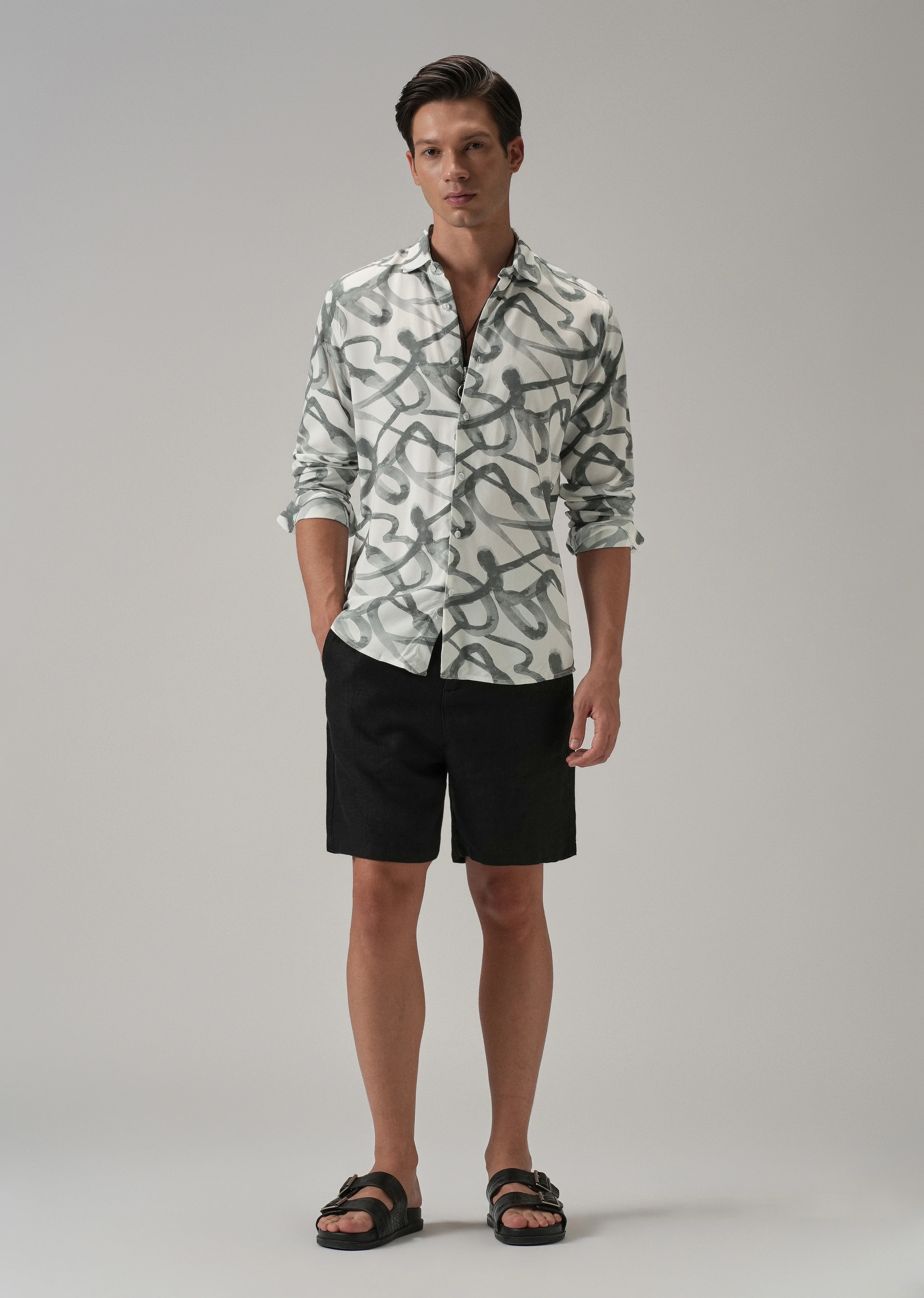 Grey Graffiti Printed Shirt - Image 6
