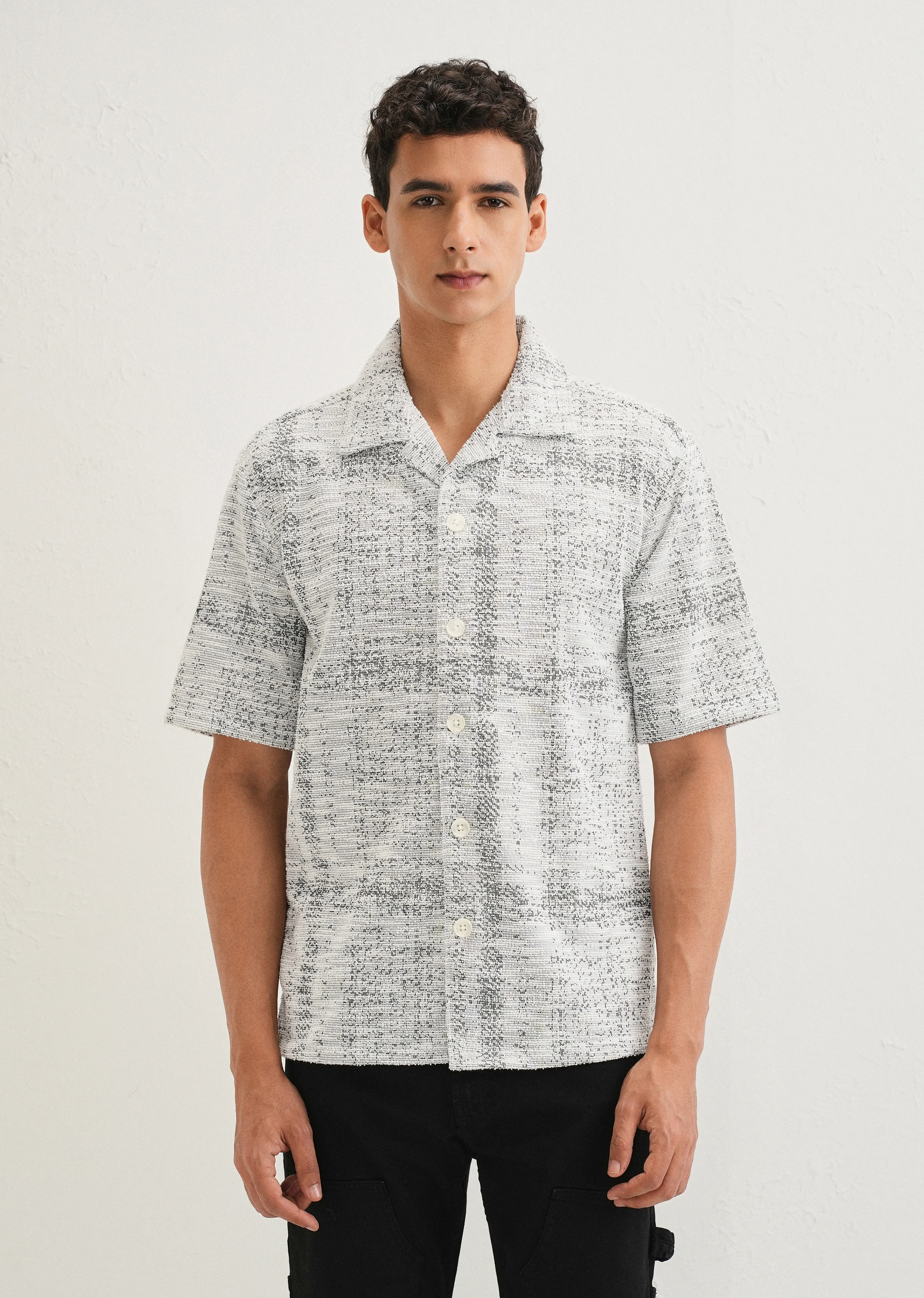 Grey Jacquard Knitted Shirt - Image 3