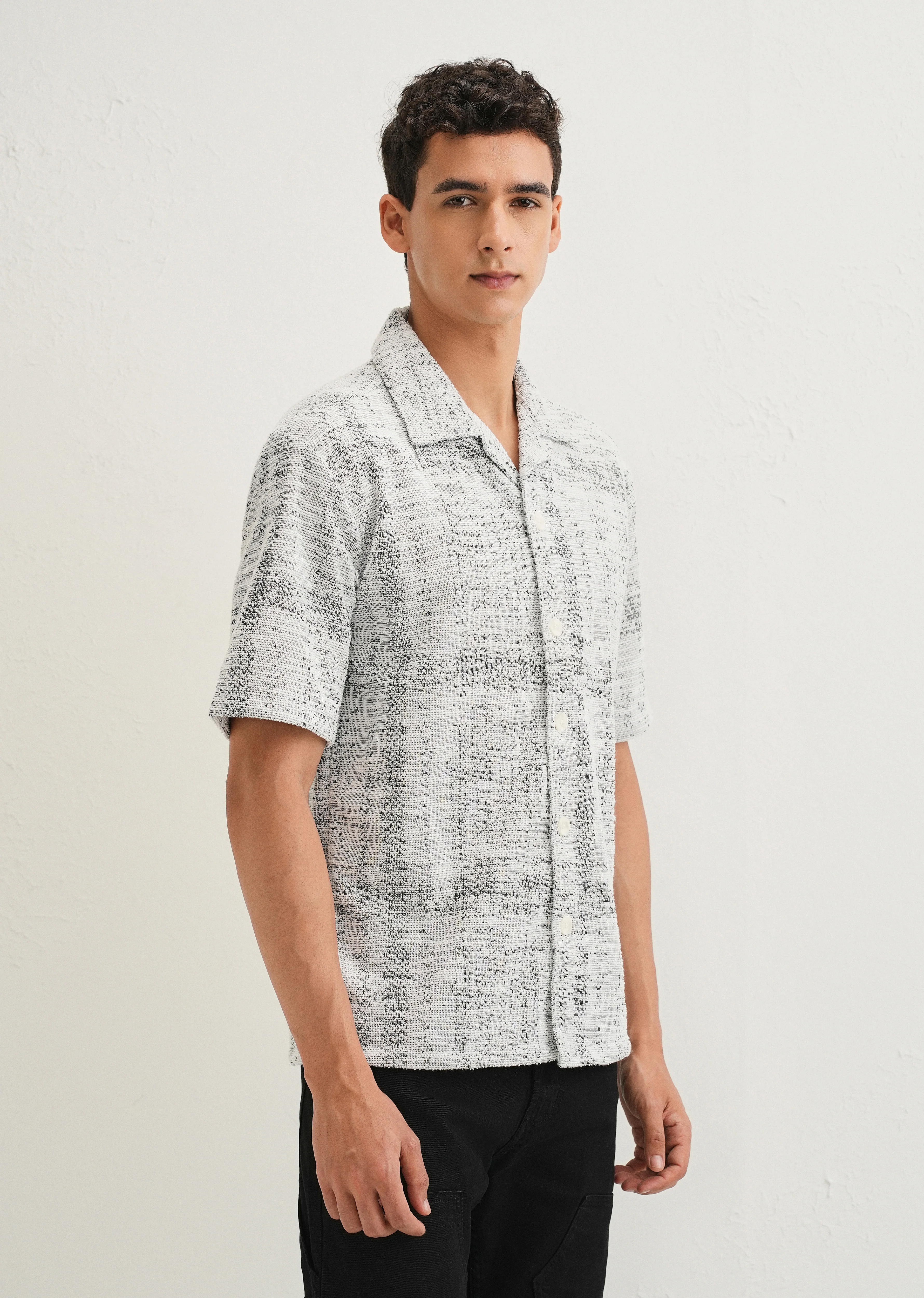 Grey Jacquard Knitted Shirt - Image 4