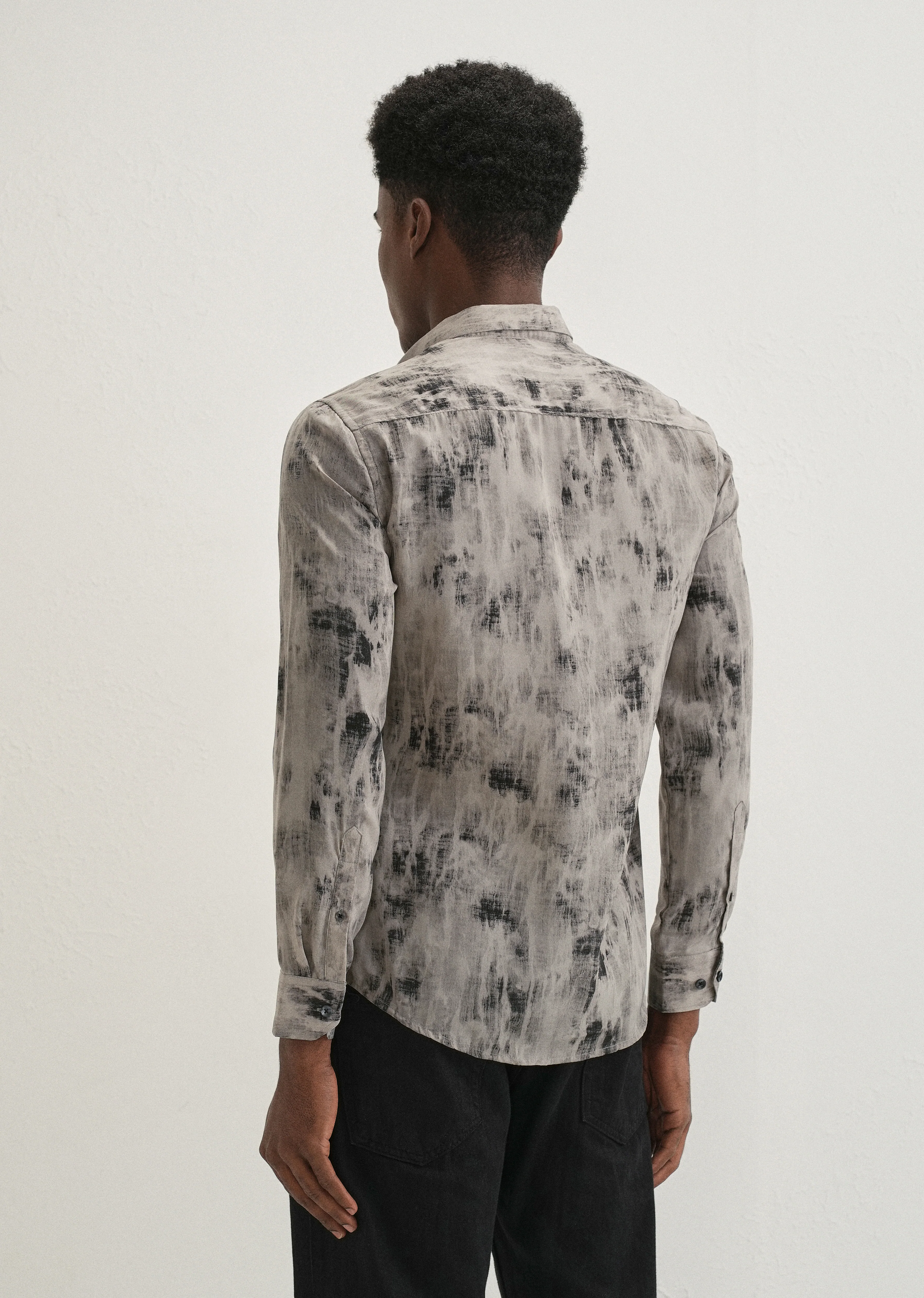 Grey Multi Tone Abstract Printed Shirt - Image 3