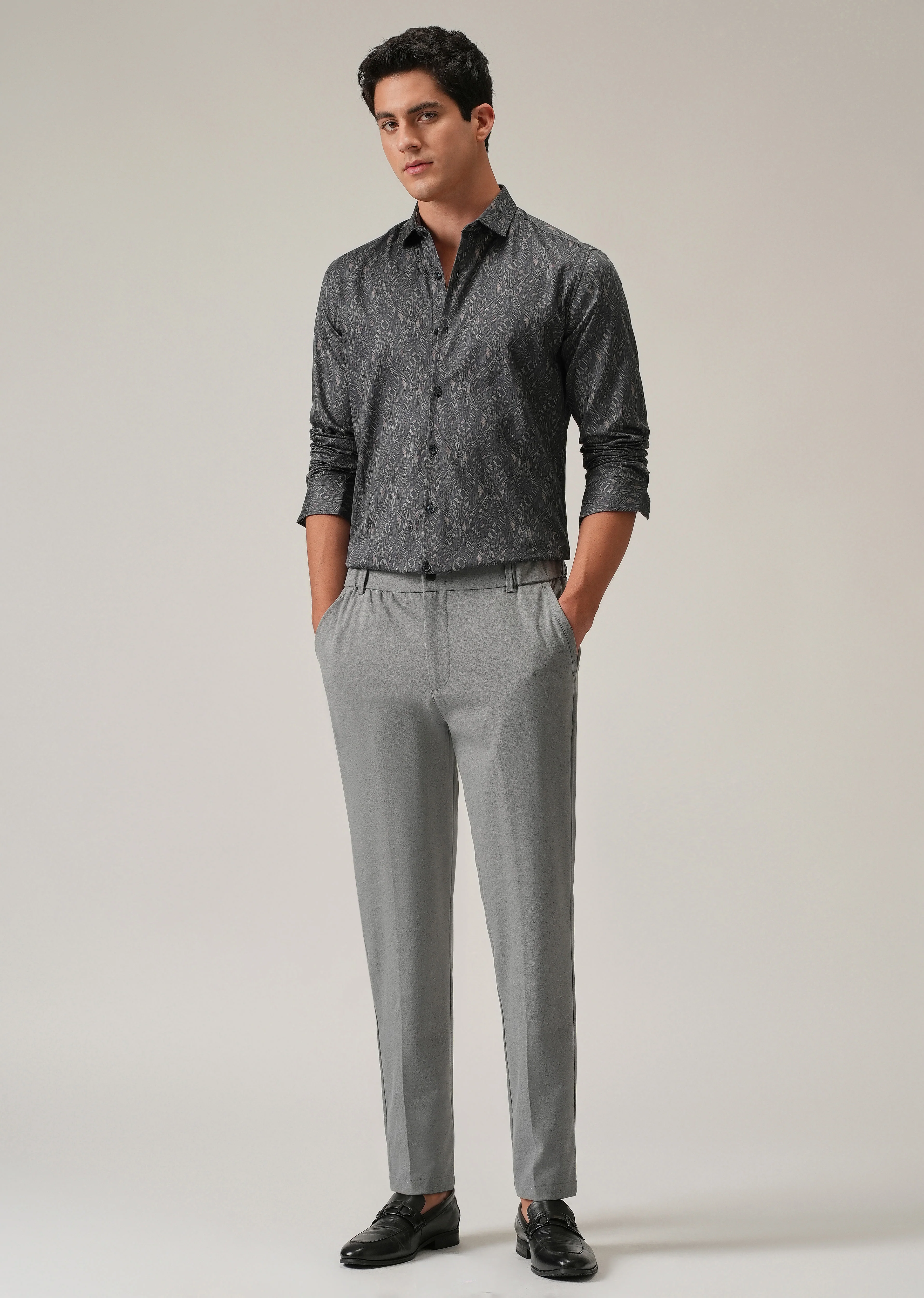 Grey Optical Print Shirt - Image 6