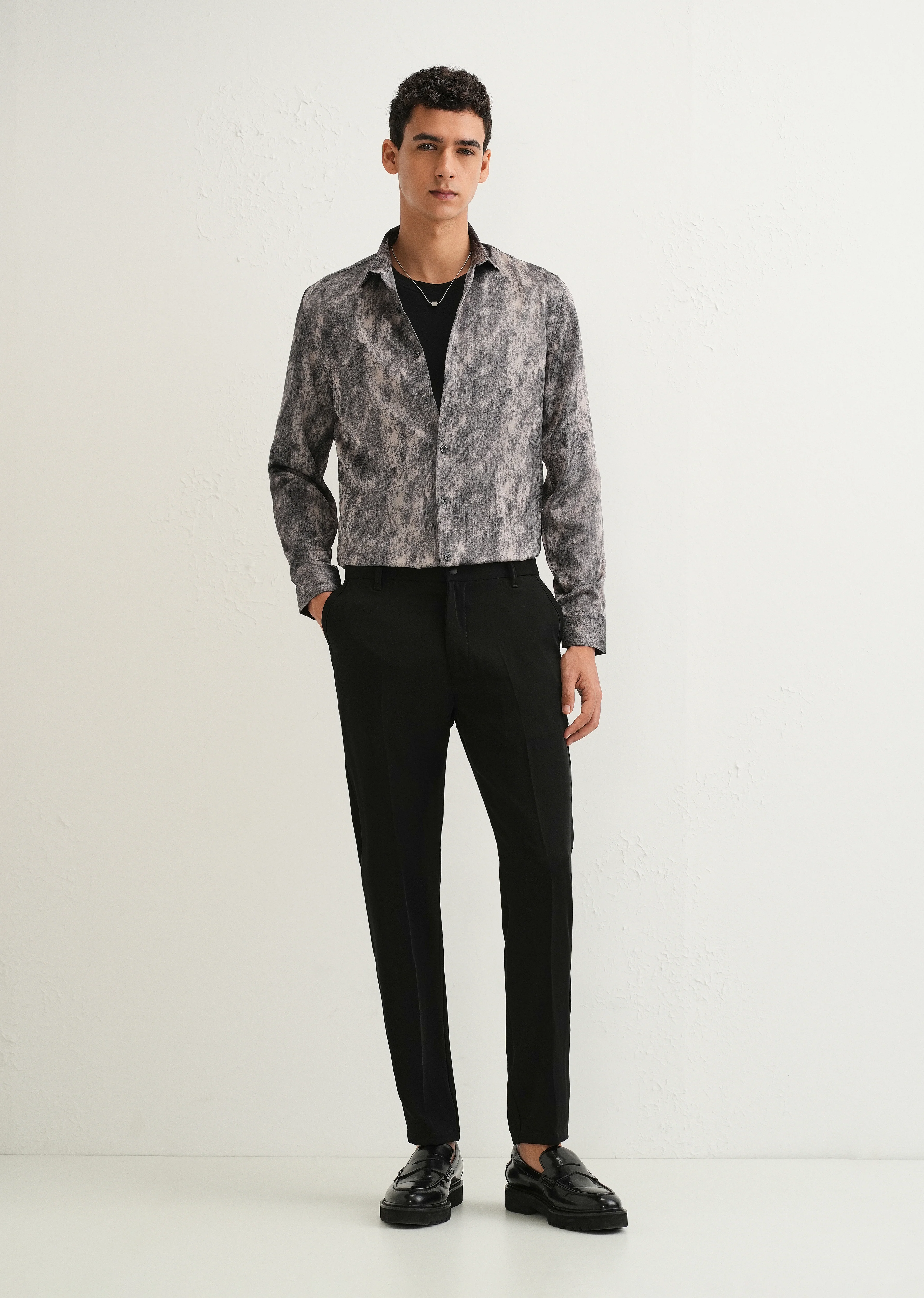 Grey Pink Fade Abstract Printed Shirt - Image 6