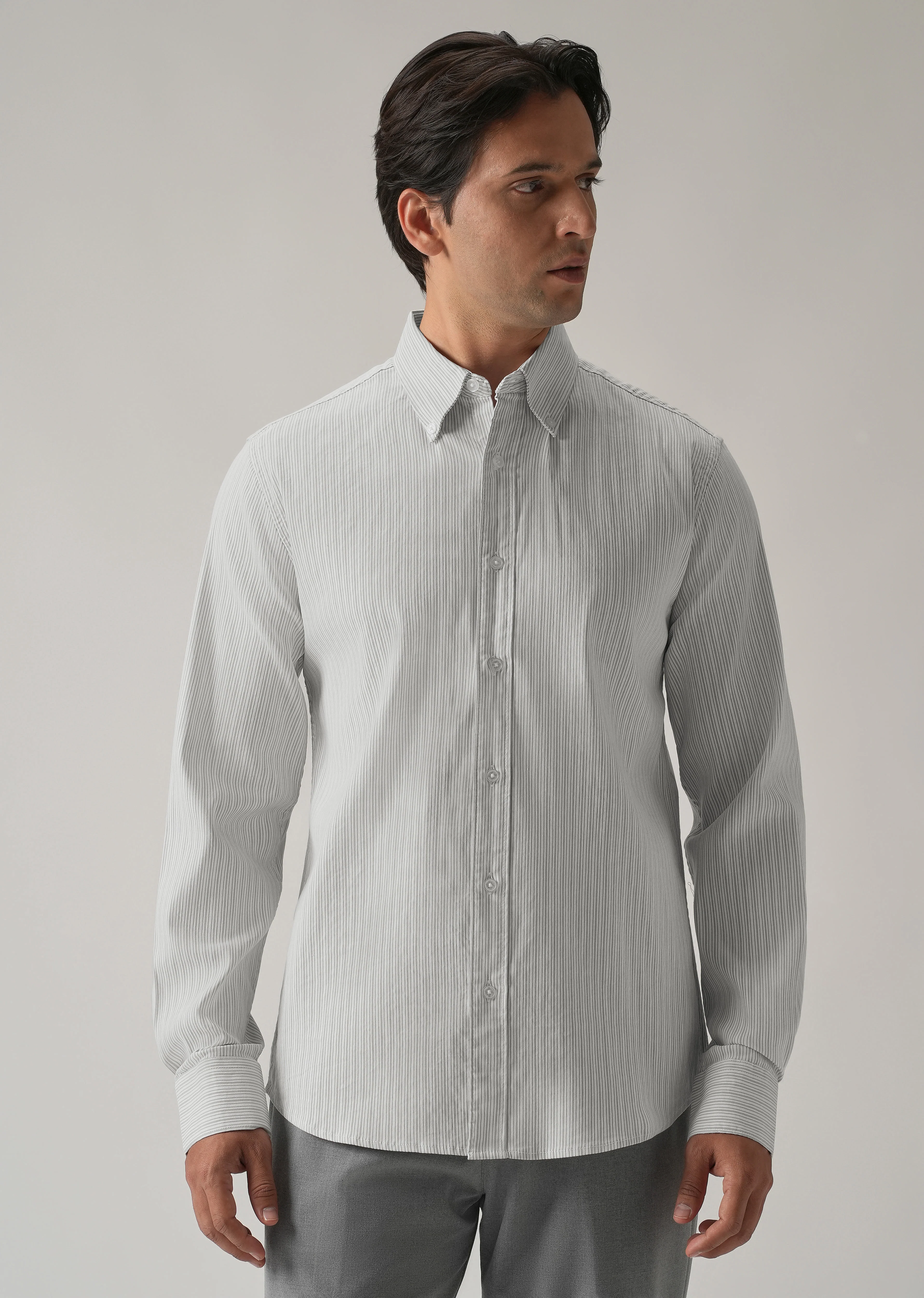 Grey Pinstripe Shirt - Image 3