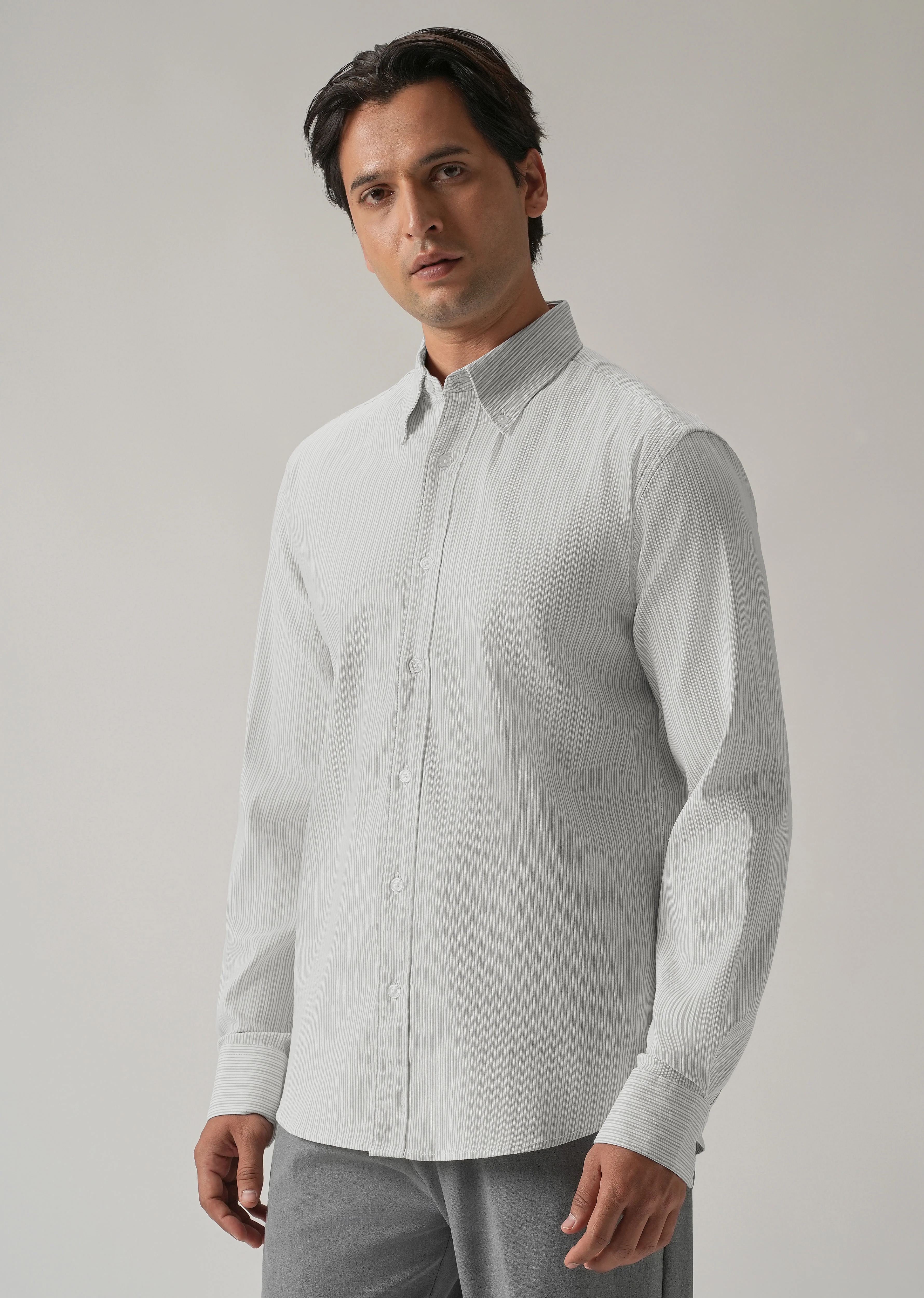 Grey Pinstripe Shirt - Image 4