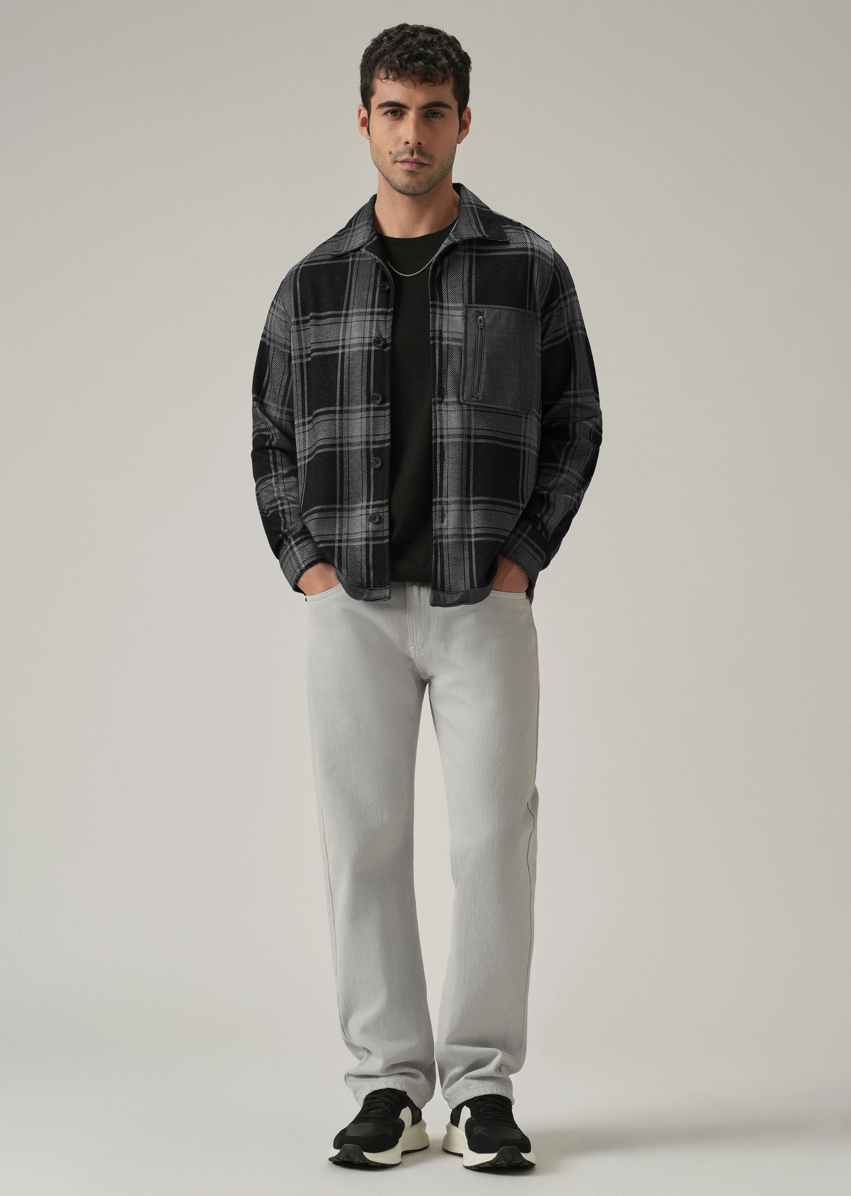 Grey Plaid Zip Pocket Shacket - Image 6