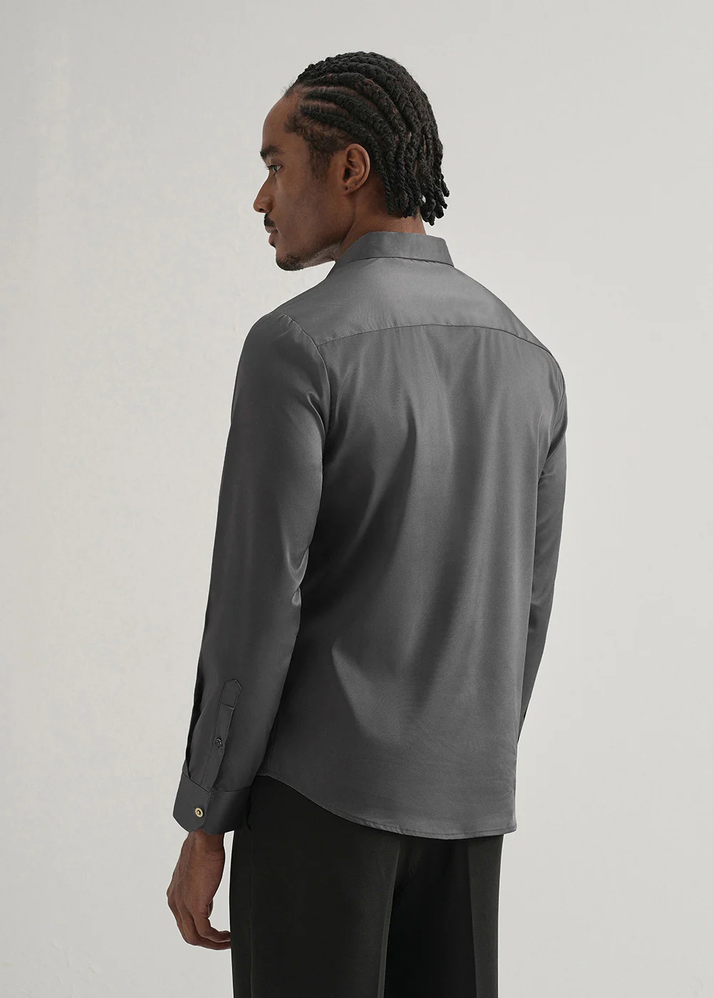 Grey Plain Stitchless Placket Shirt - Image 4