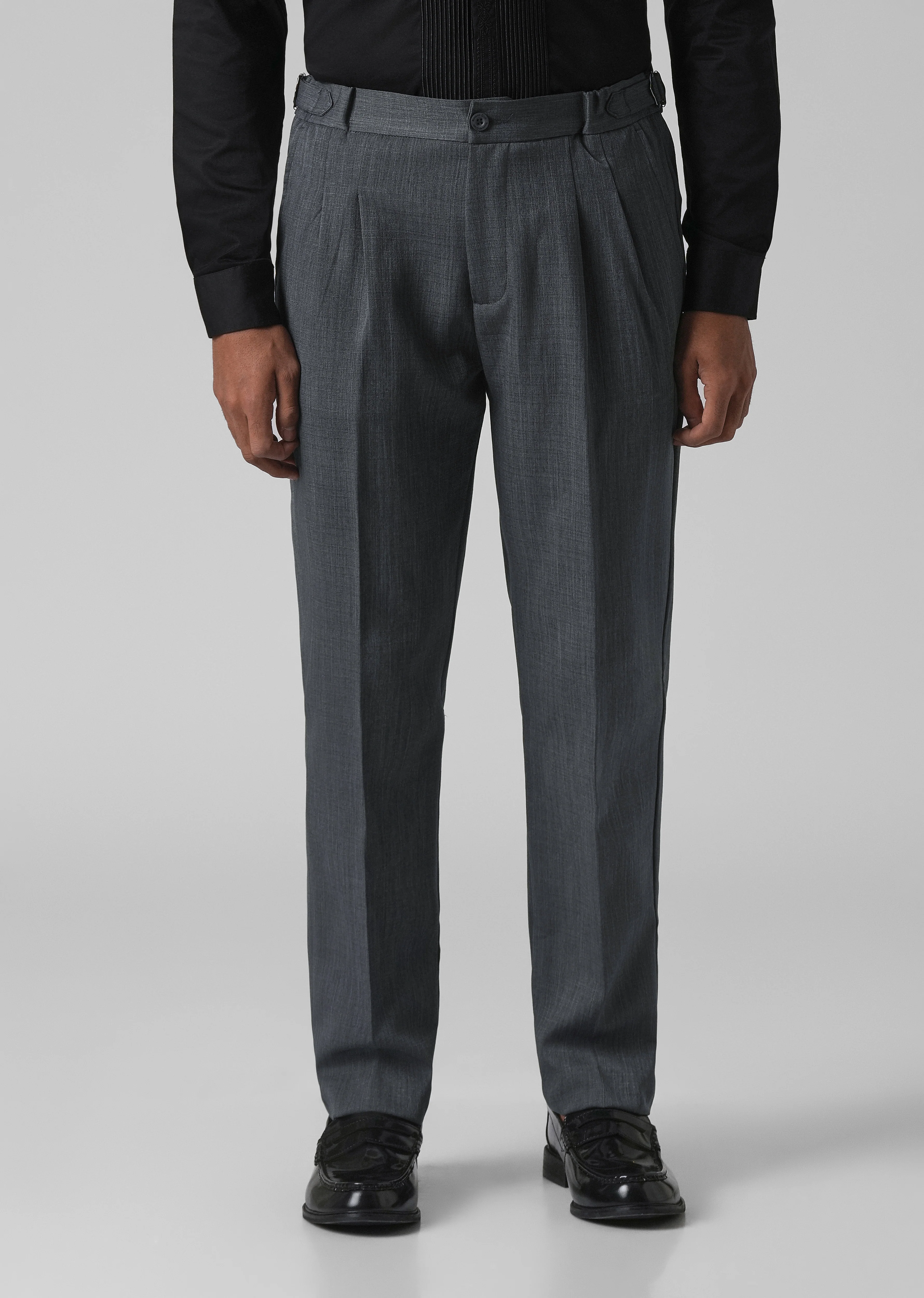 Grey Pleated Gurkha Pant - Image 3