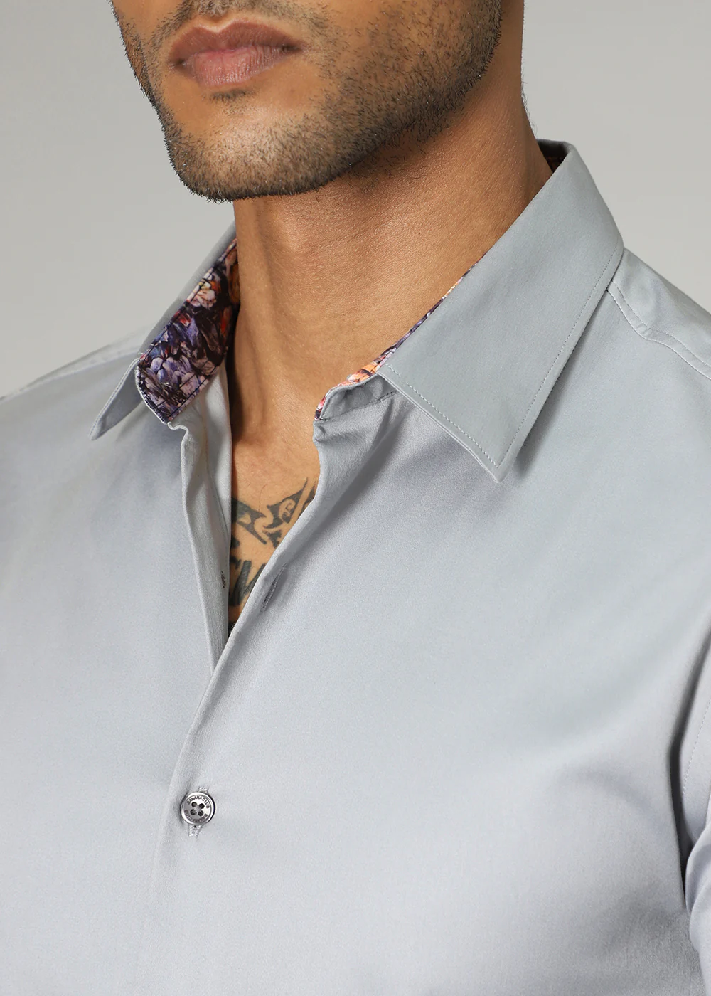 Grey Printed Cuff Shirt - Image 2