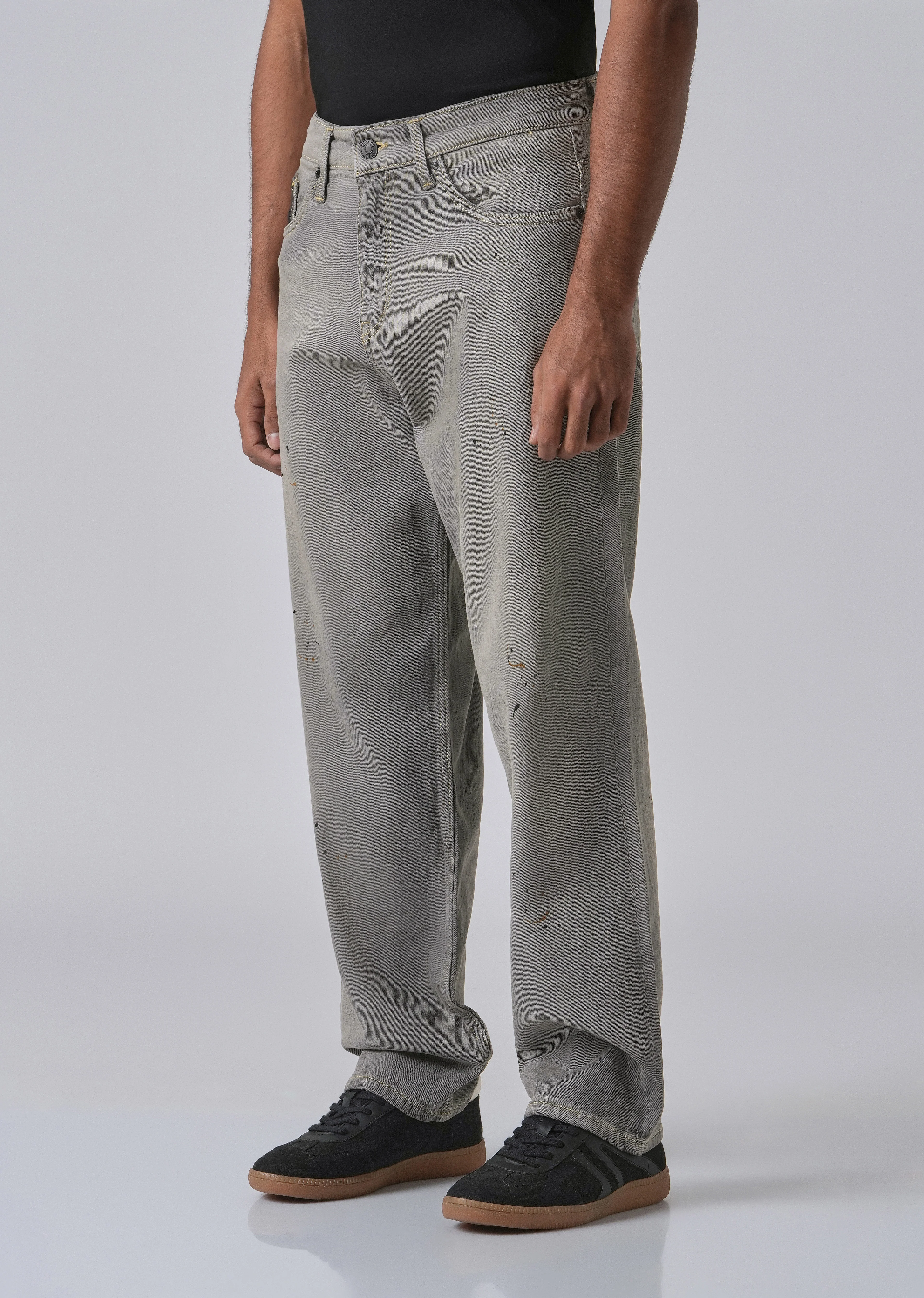 Grey Splatter Straight Fit Denim - Image 4