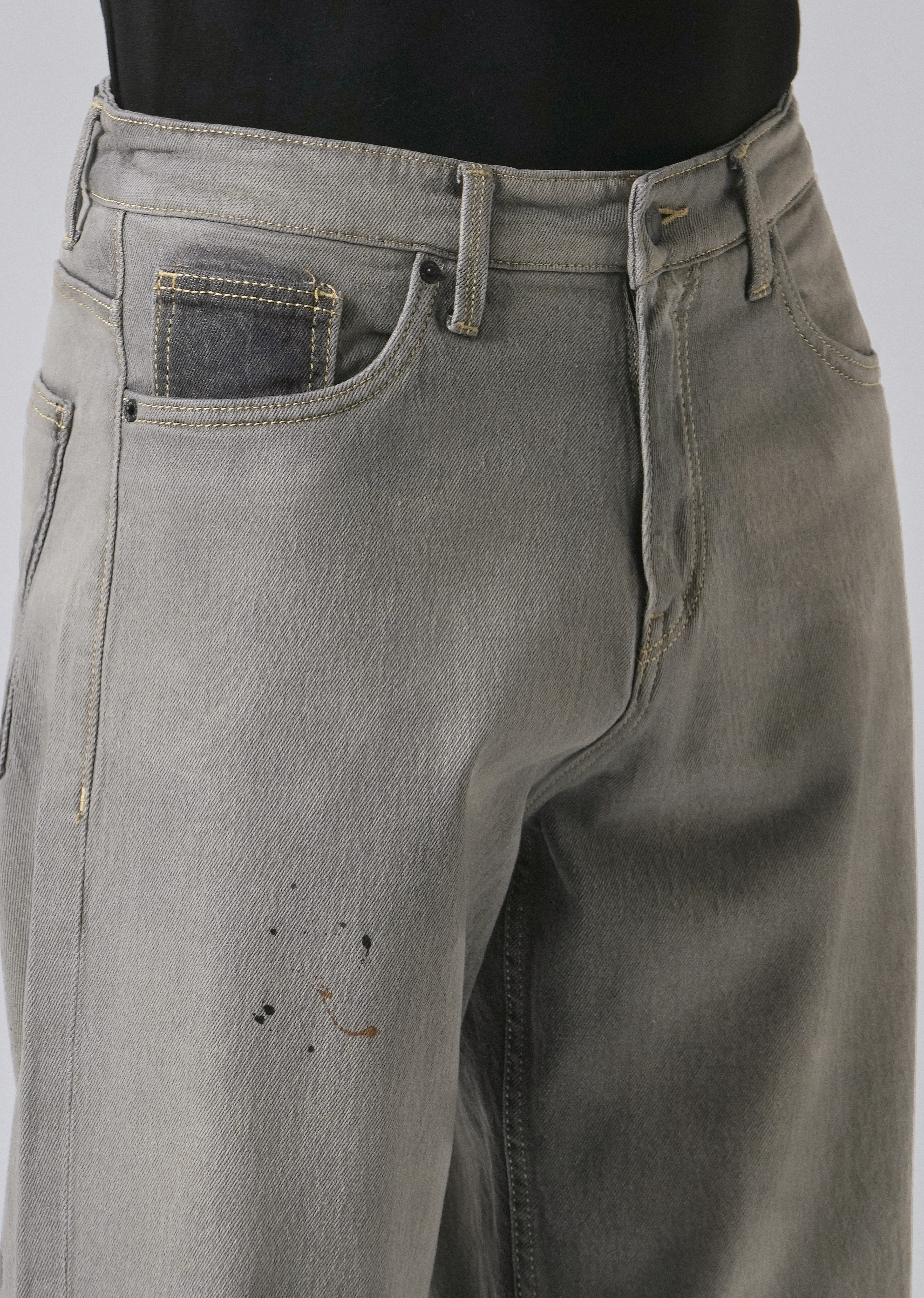 Grey Splatter Straight Fit Denim - Image 5
