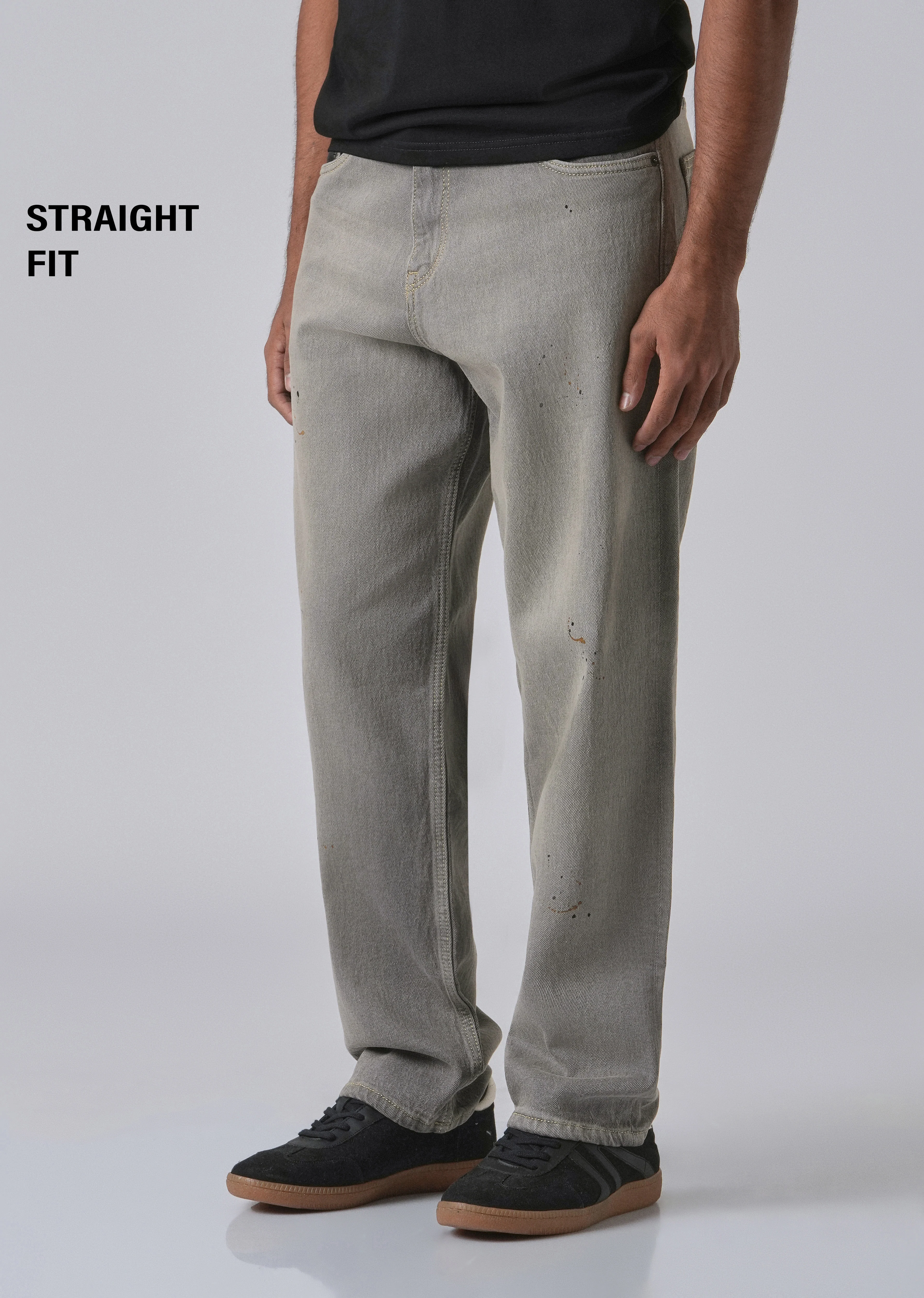 Grey Splatter Straight Fit Denim - Image 7