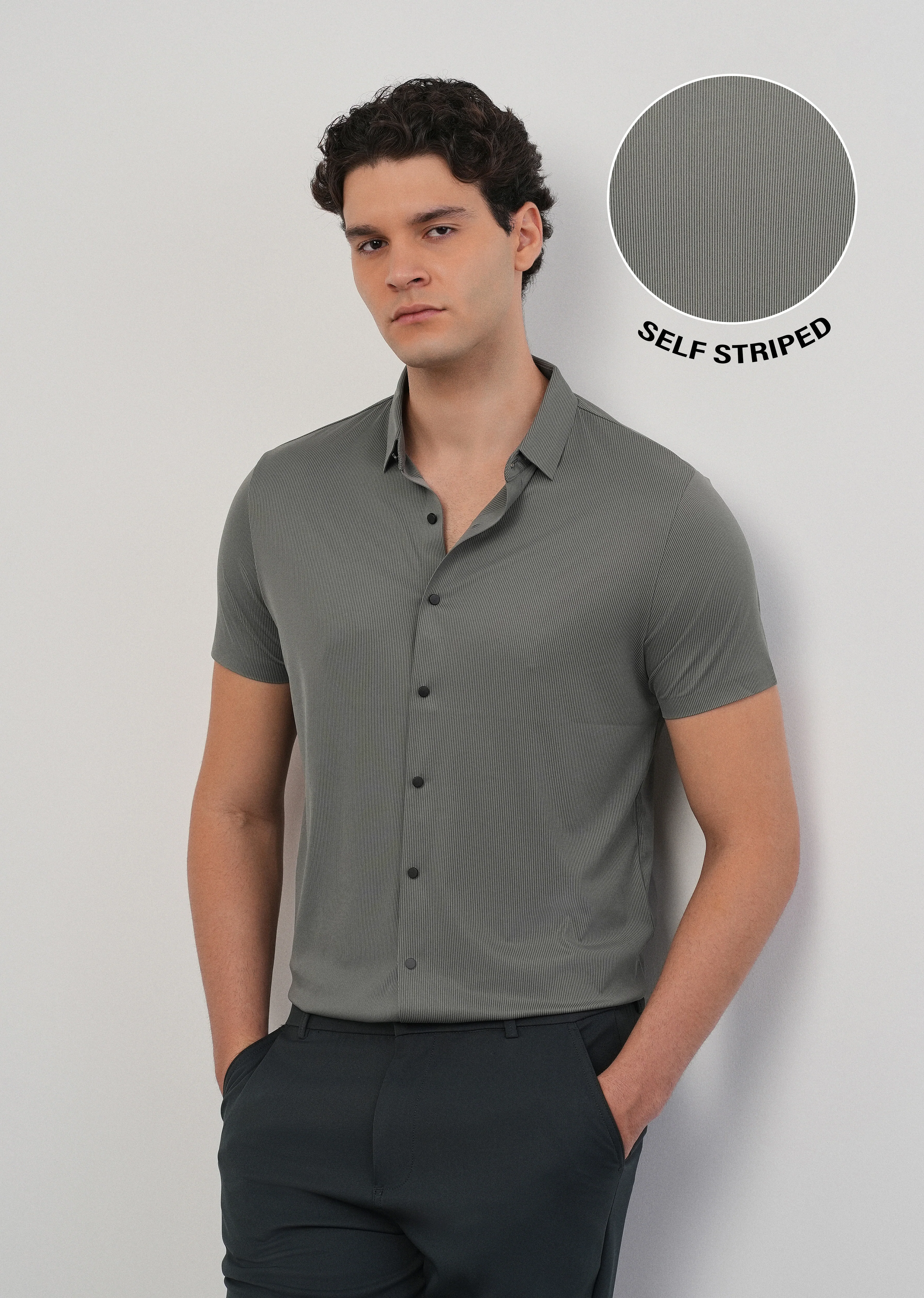 Grey Stitchless Stripe Shirt - Image 7