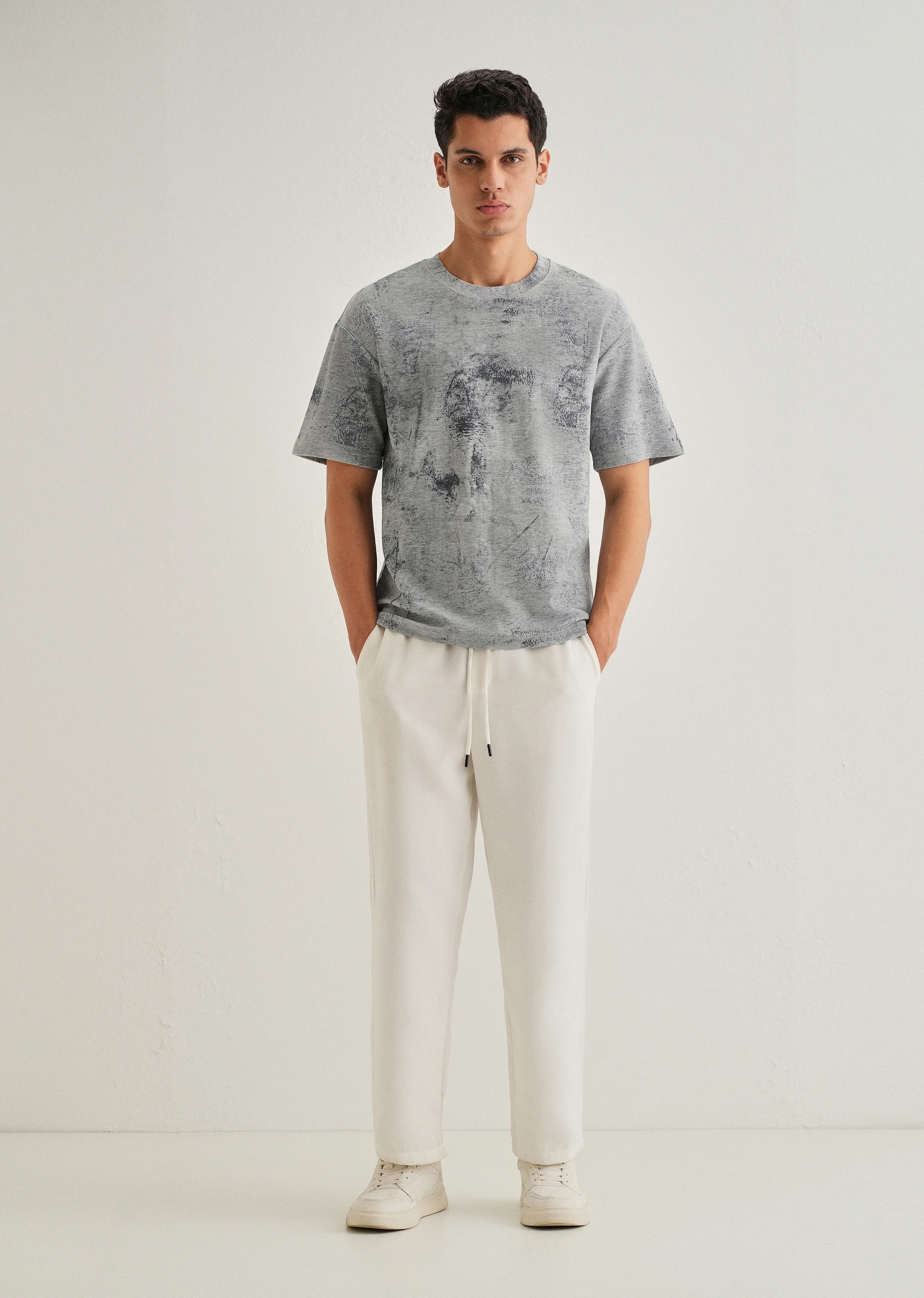 Grey Stone Wash Textured Oversized T-shirt - Image 6
