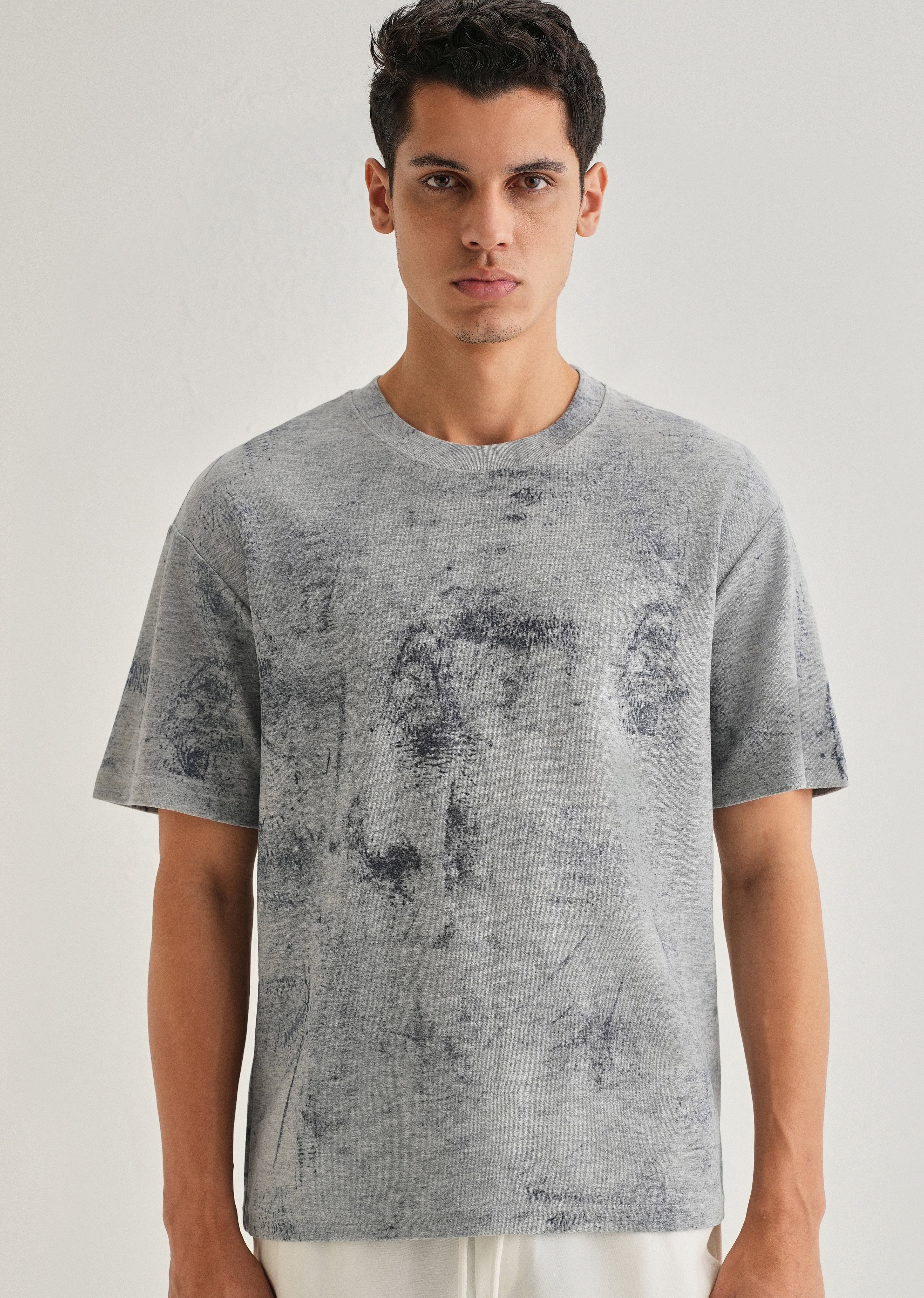 Grey Stone Wash Textured Oversized T-shirt - Image 7