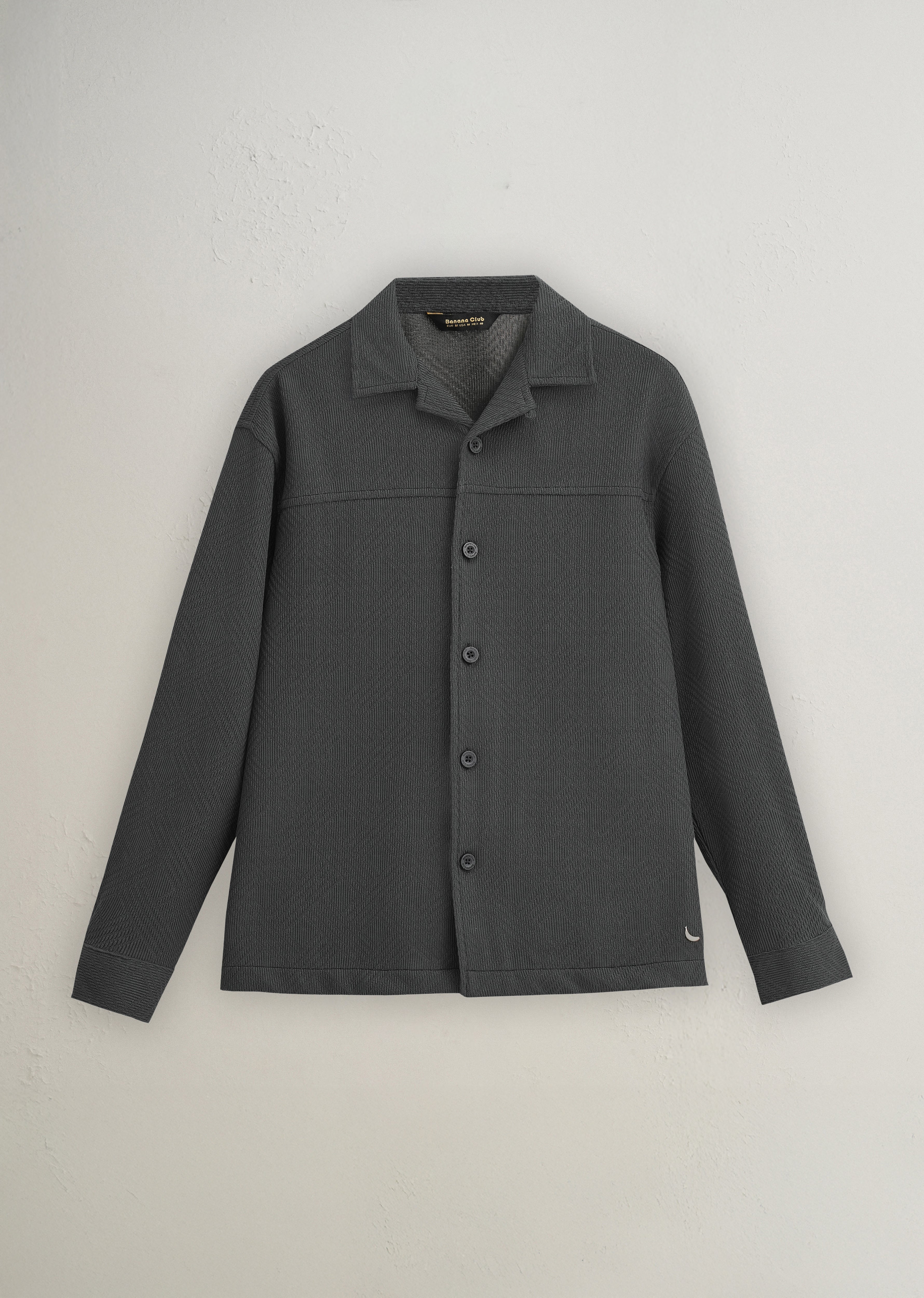 Grey Textured Knit Shacket - Image 2