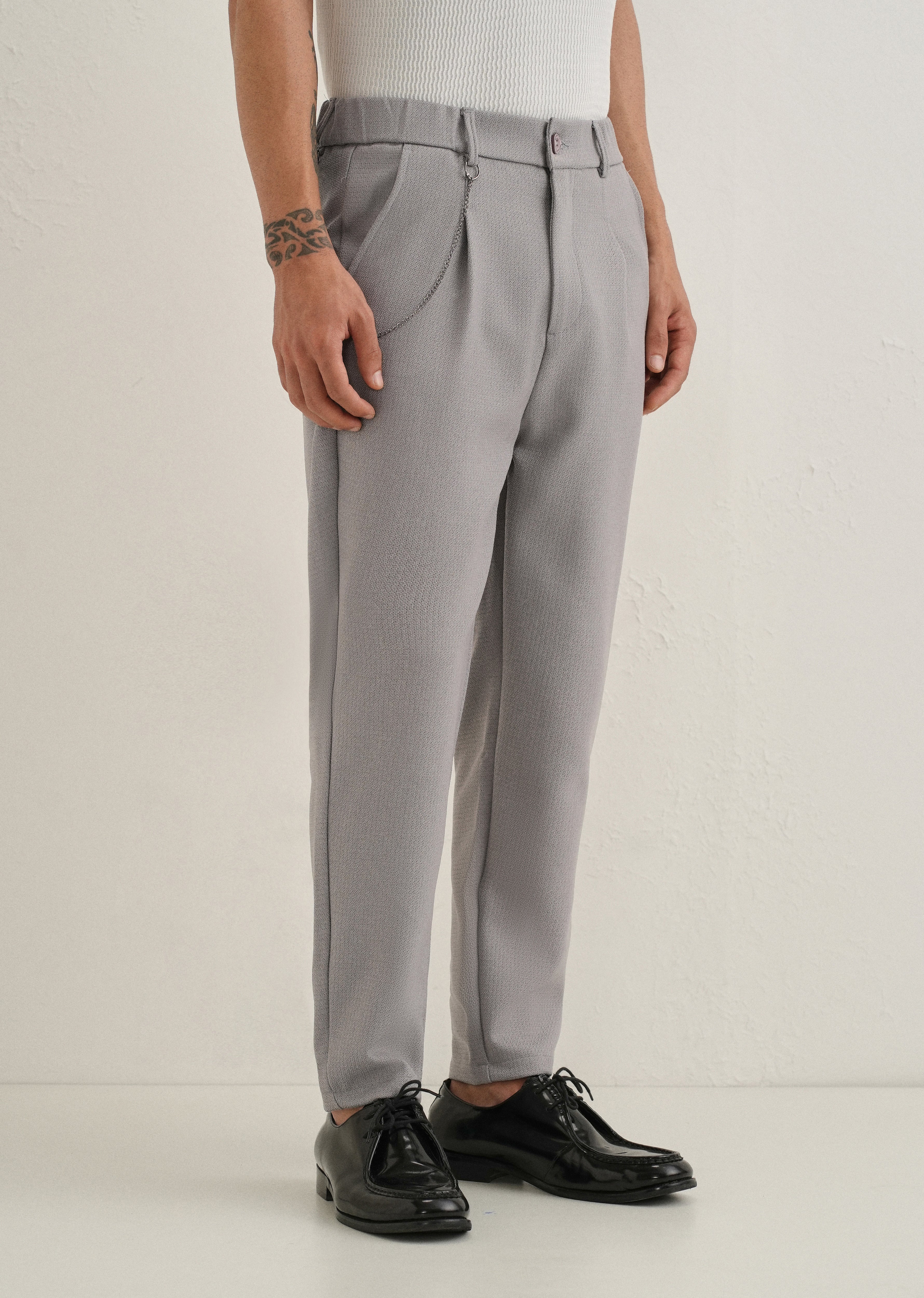 Grey Textured Korean Pant - Image 4