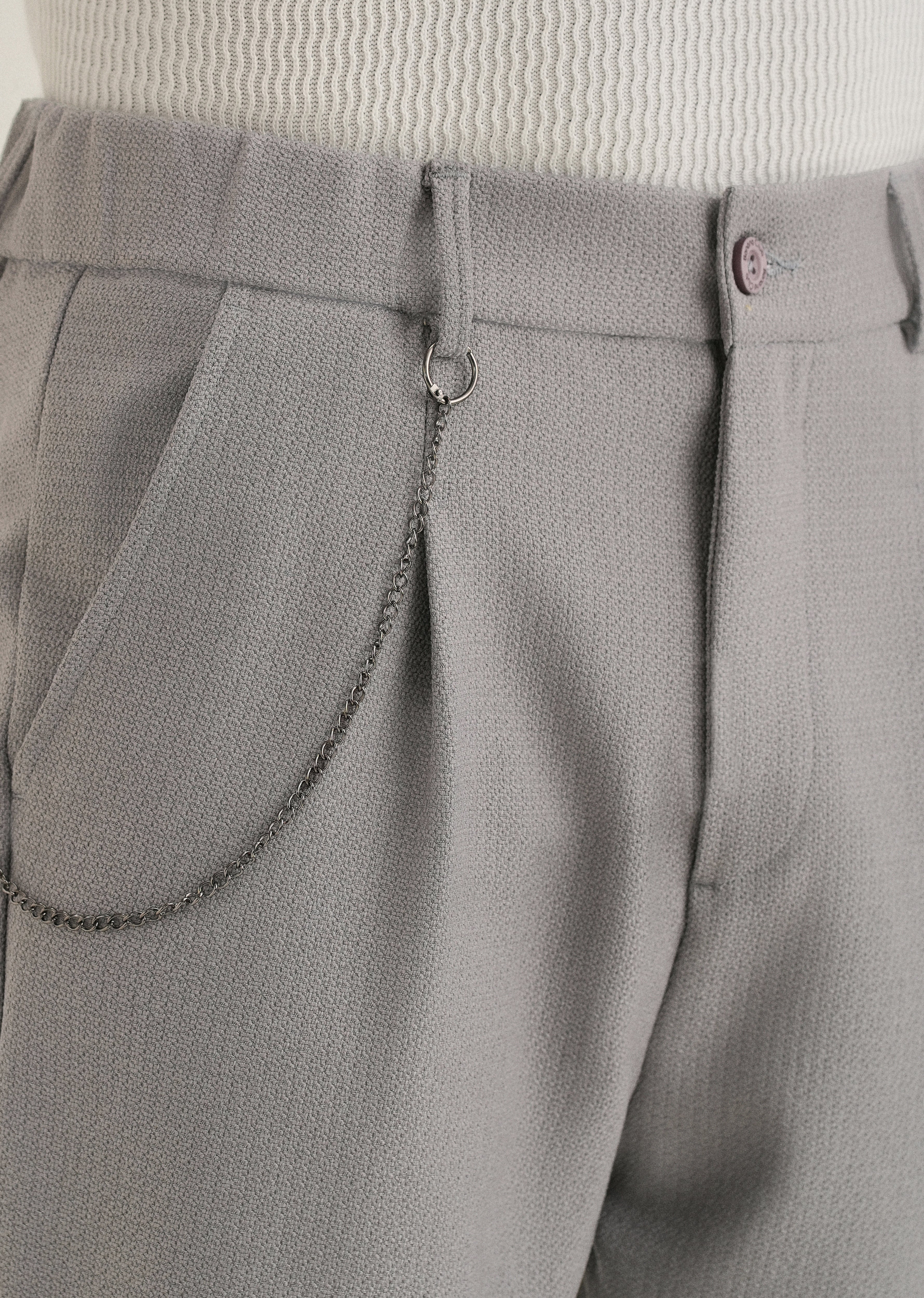 Grey Textured Korean Pant - Image 5