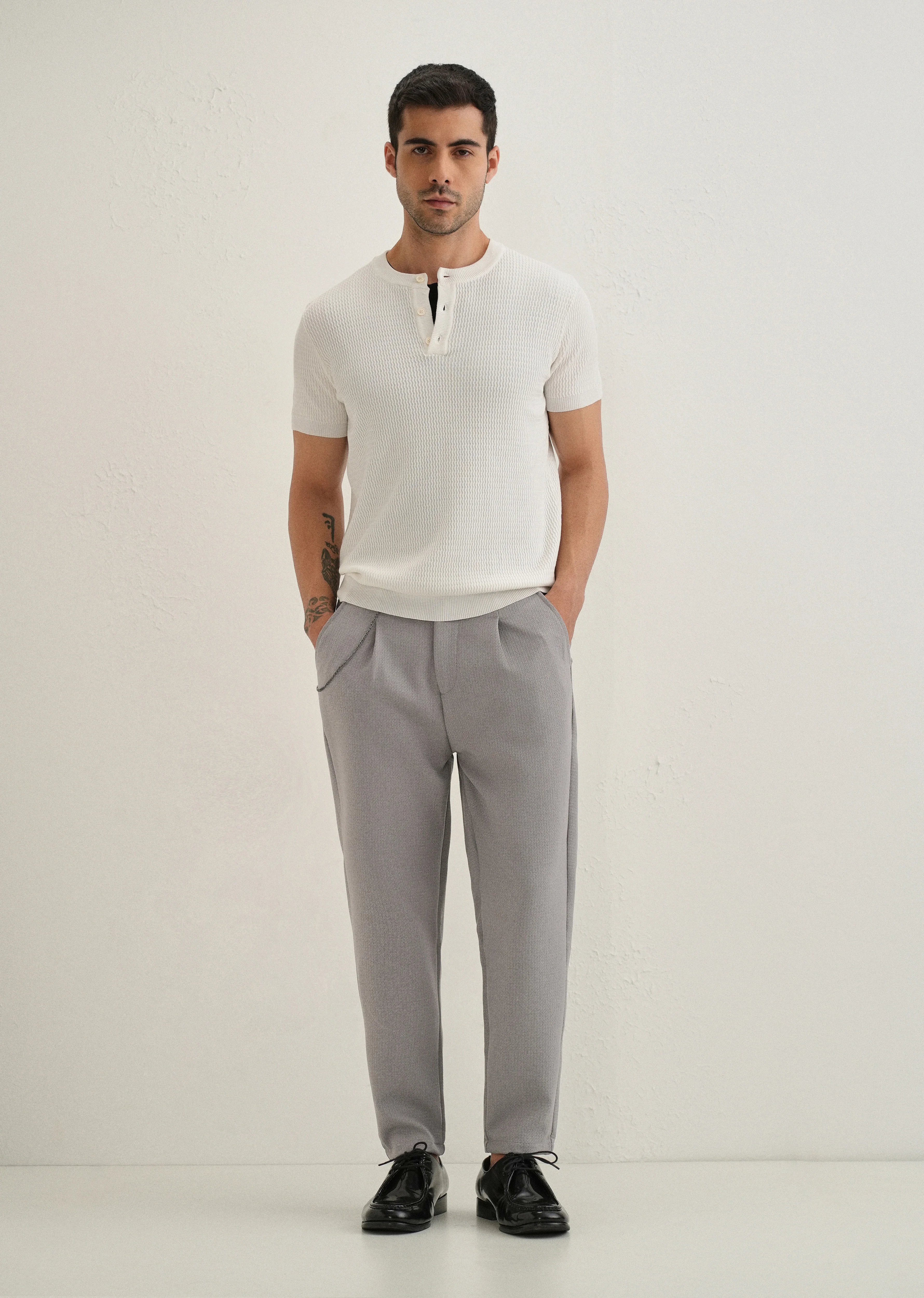 Grey Textured Korean Pant - Image 6