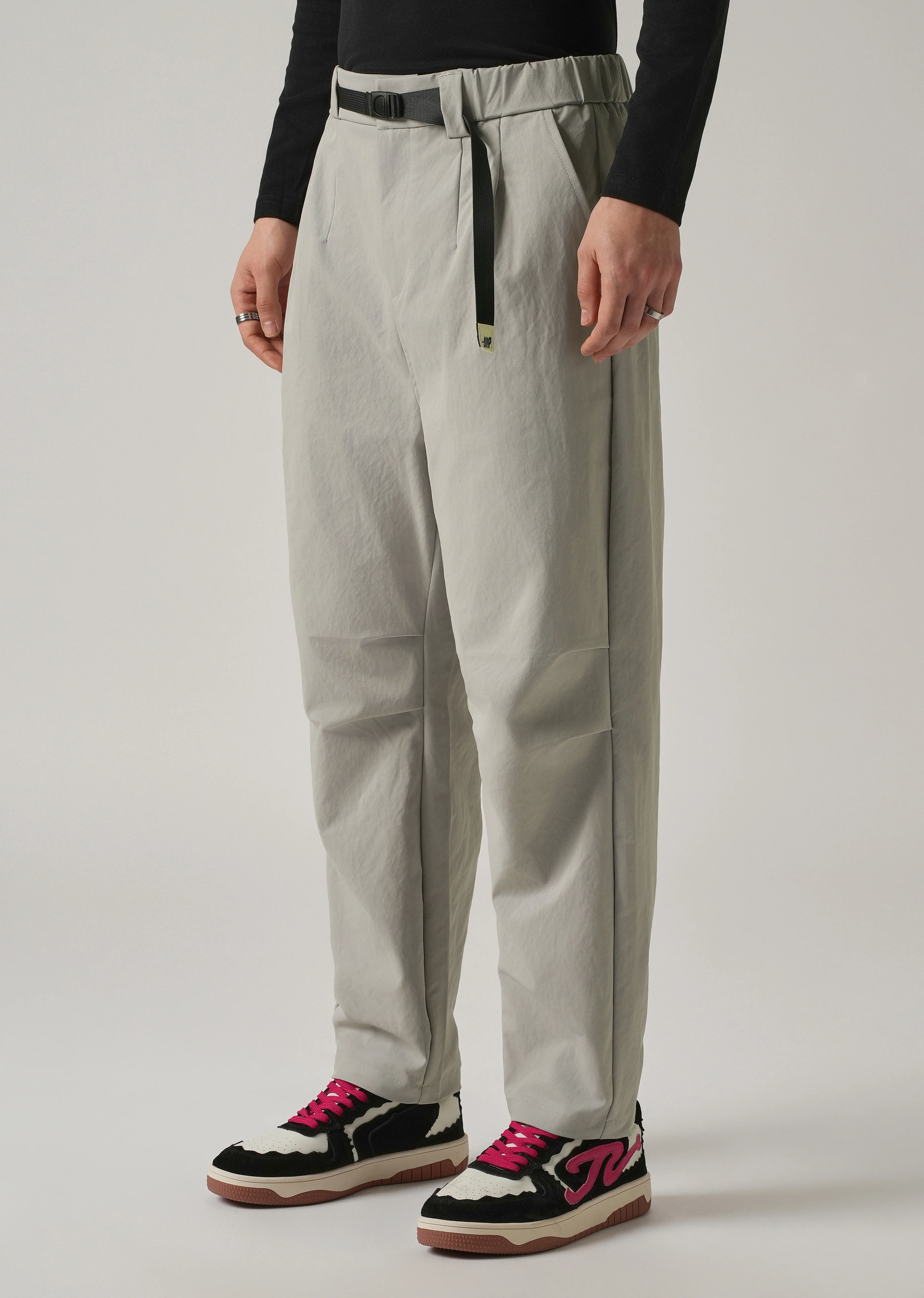 Grey Twill Belt Relaxed Fit Pant - Image 4