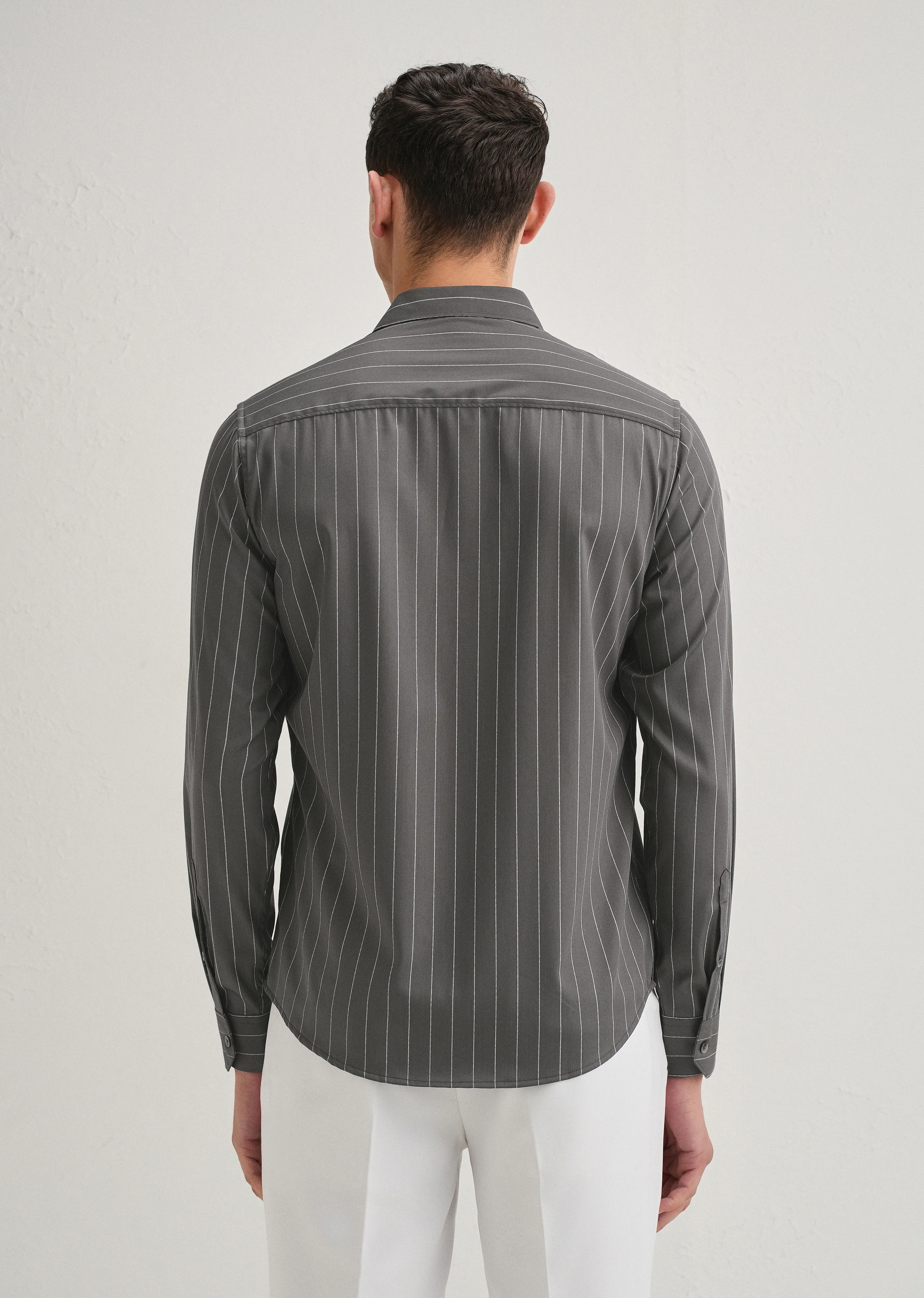 Grey Vertical Stripe Shirt - Image 4