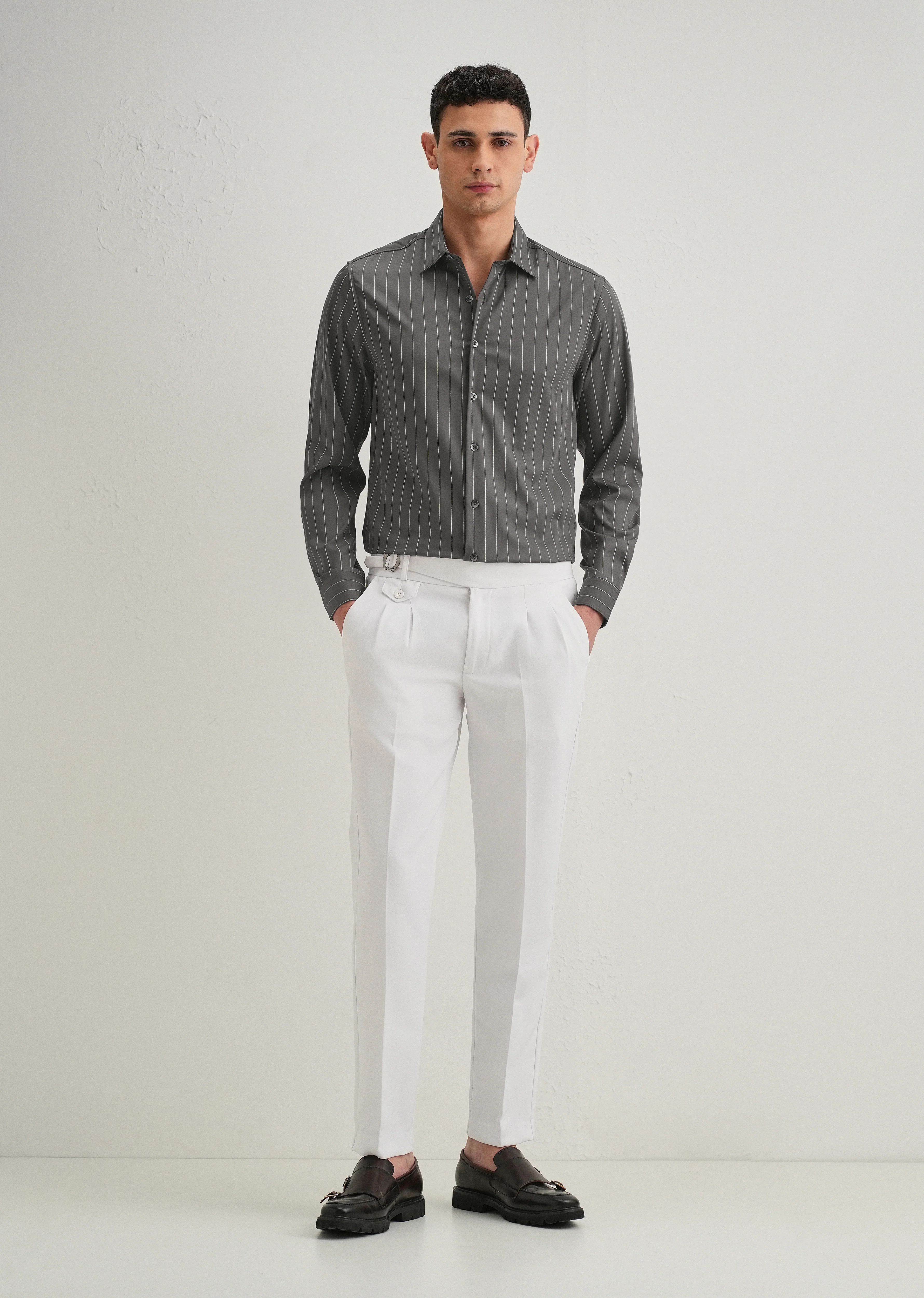 Grey Vertical Stripe Shirt - Image 7