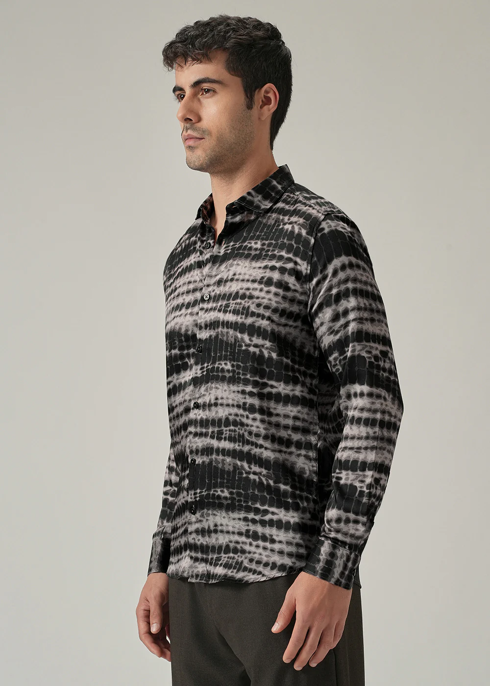 Grey Wash Print Shirt - Image 4
