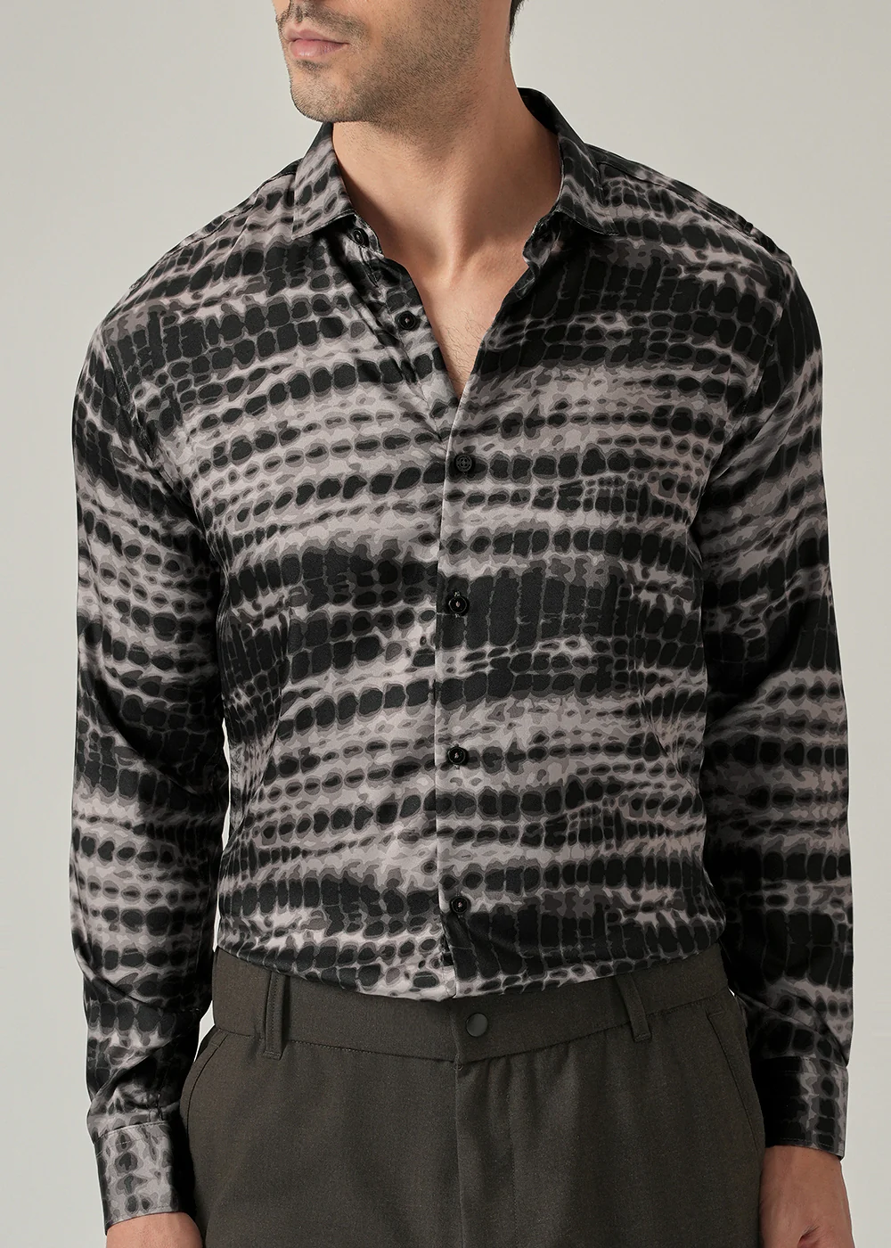 Grey Wash Print Shirt - Image 7