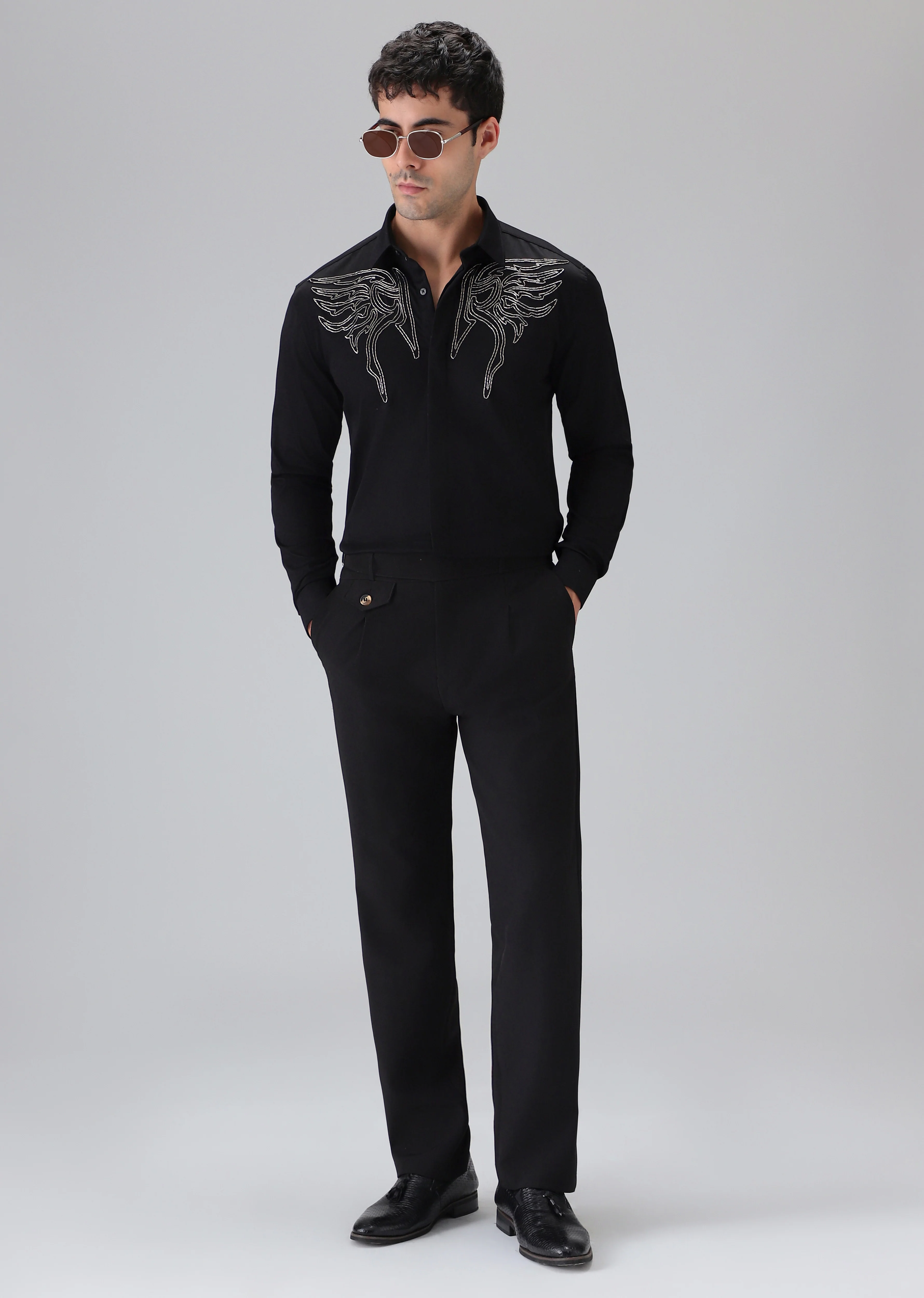 Hand Crafted Black Designer Shirt - Image 6