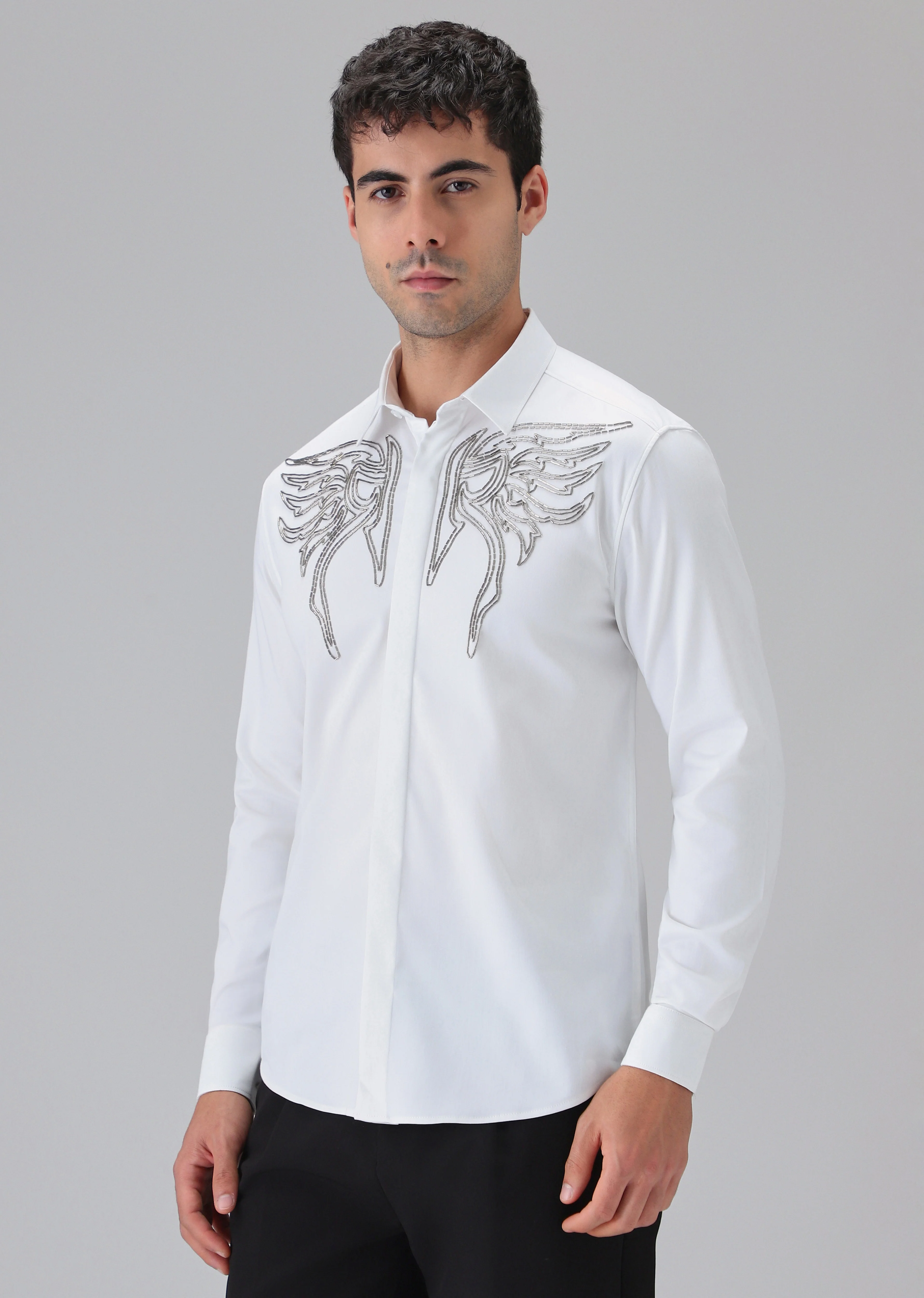 Hand Crafted White Designer Shirt - Image 4