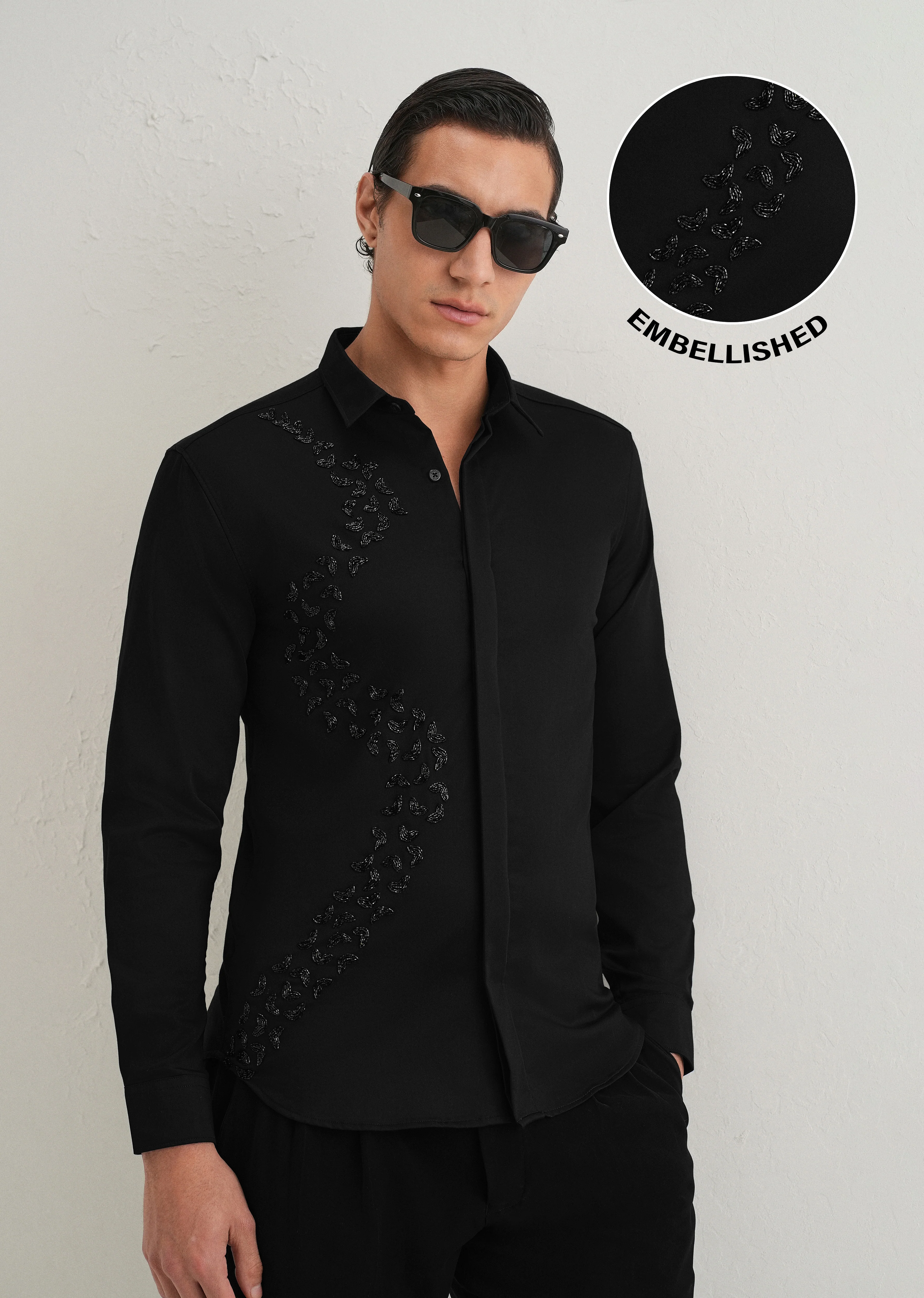 Handcrafted Black Designer Shirt - Image 7