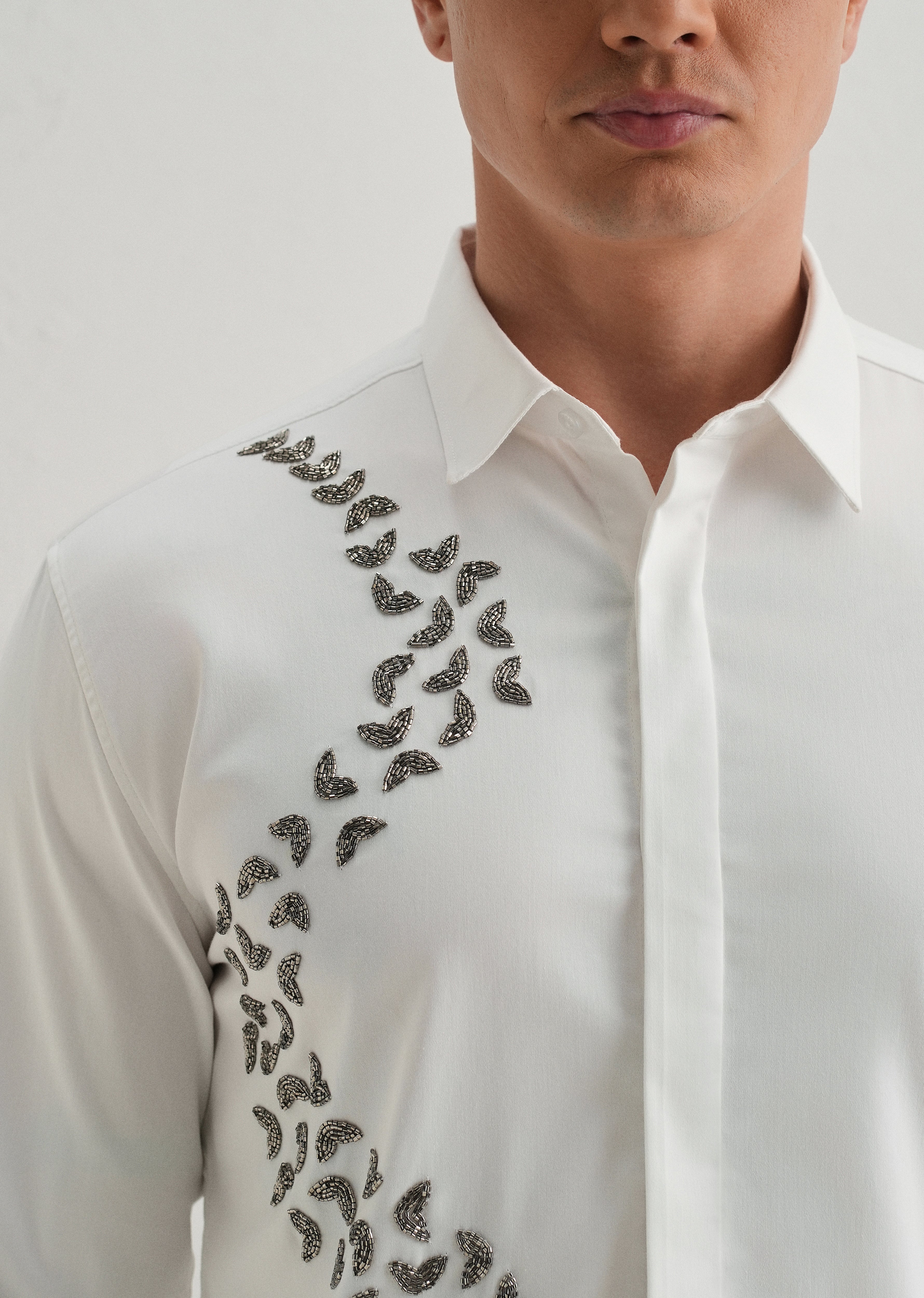 Handcrafted White Designer Shirt - Image 5