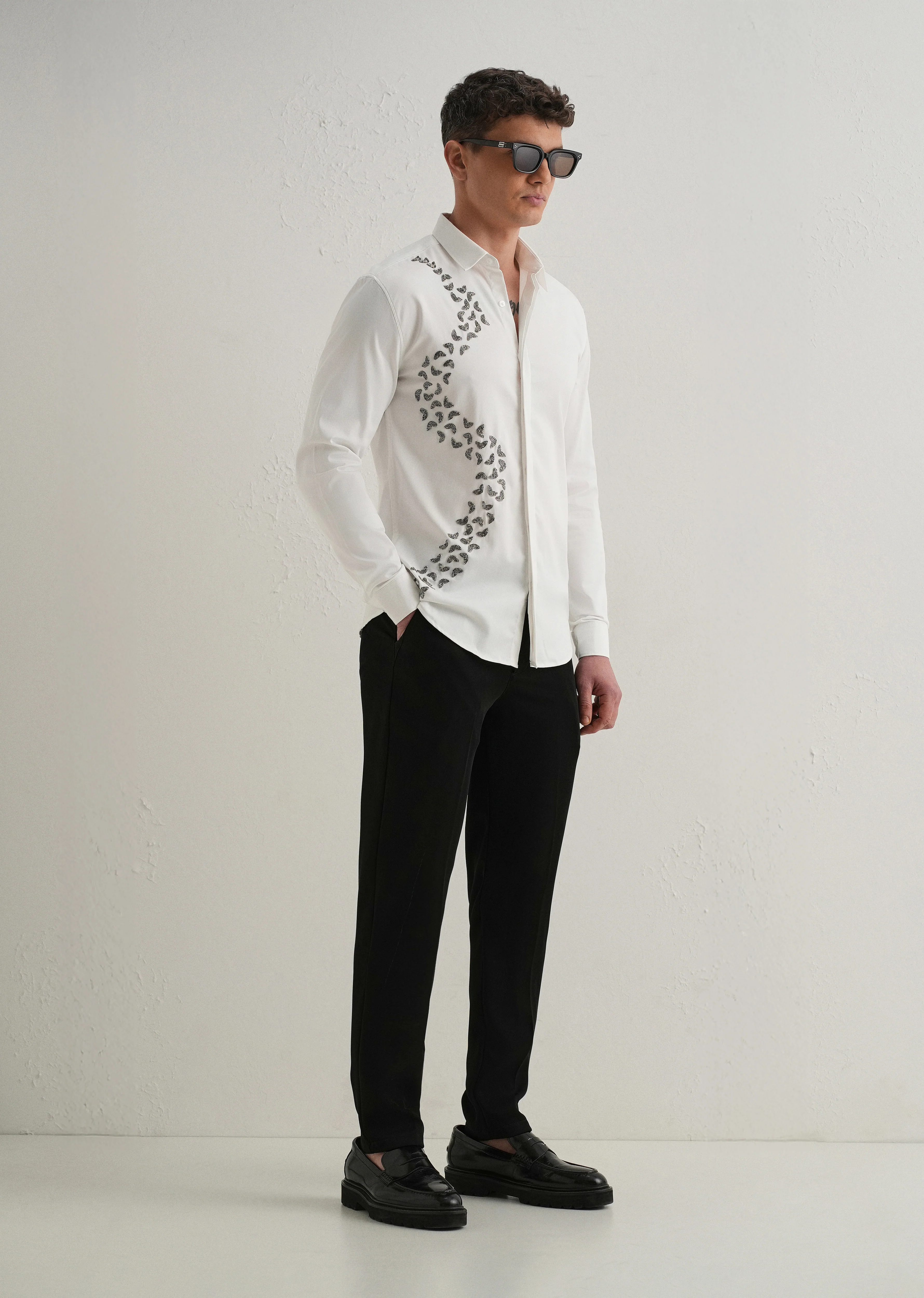 Handcrafted White Designer Shirt - Image 7