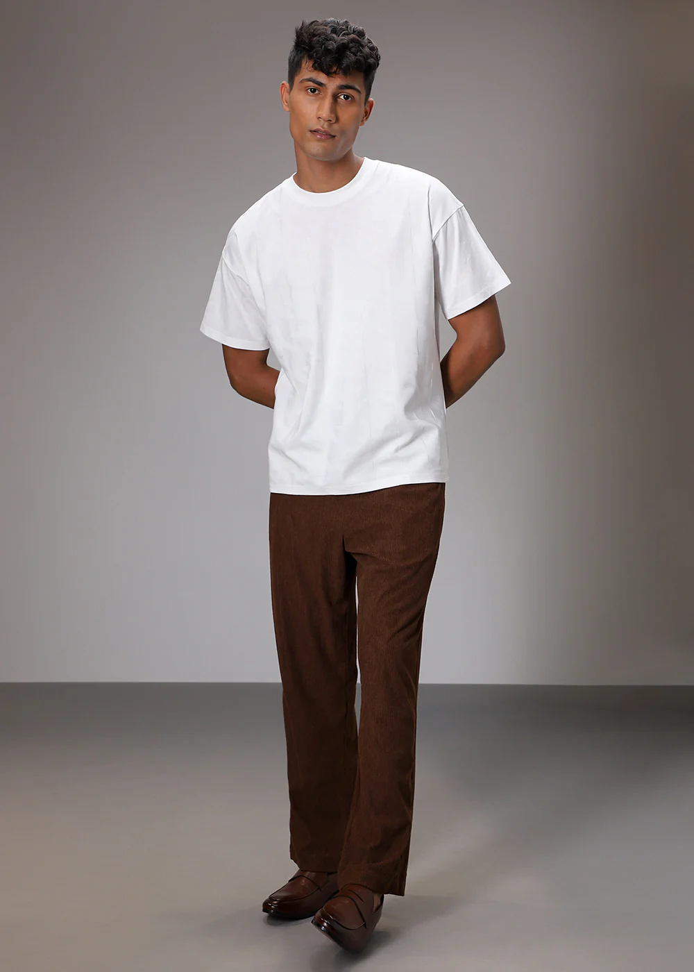 Herringbone Pattern Oversized White T-Shirt - Image 6