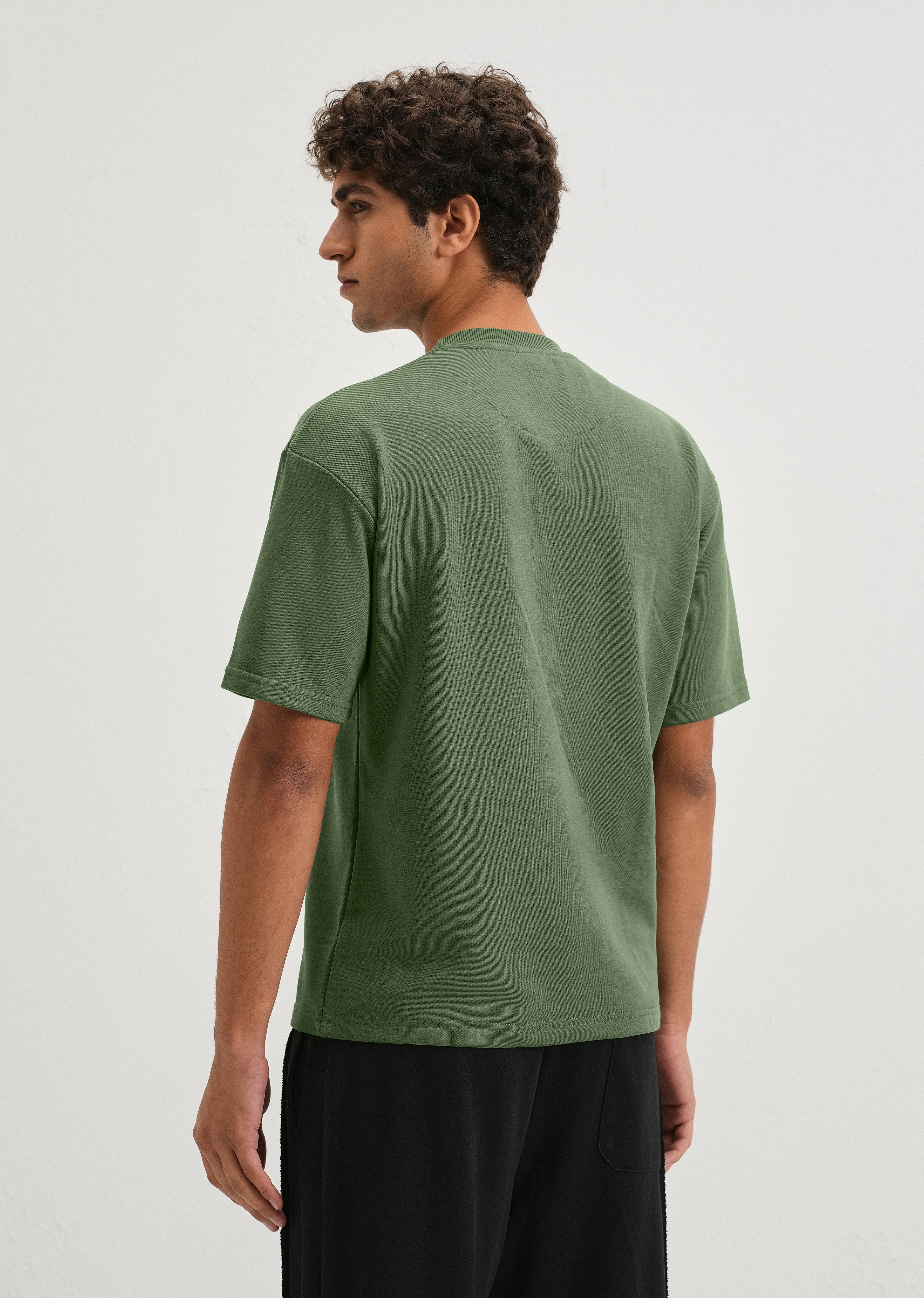 Hunter Green Plain Oversized Basic T-shirt - Image 2