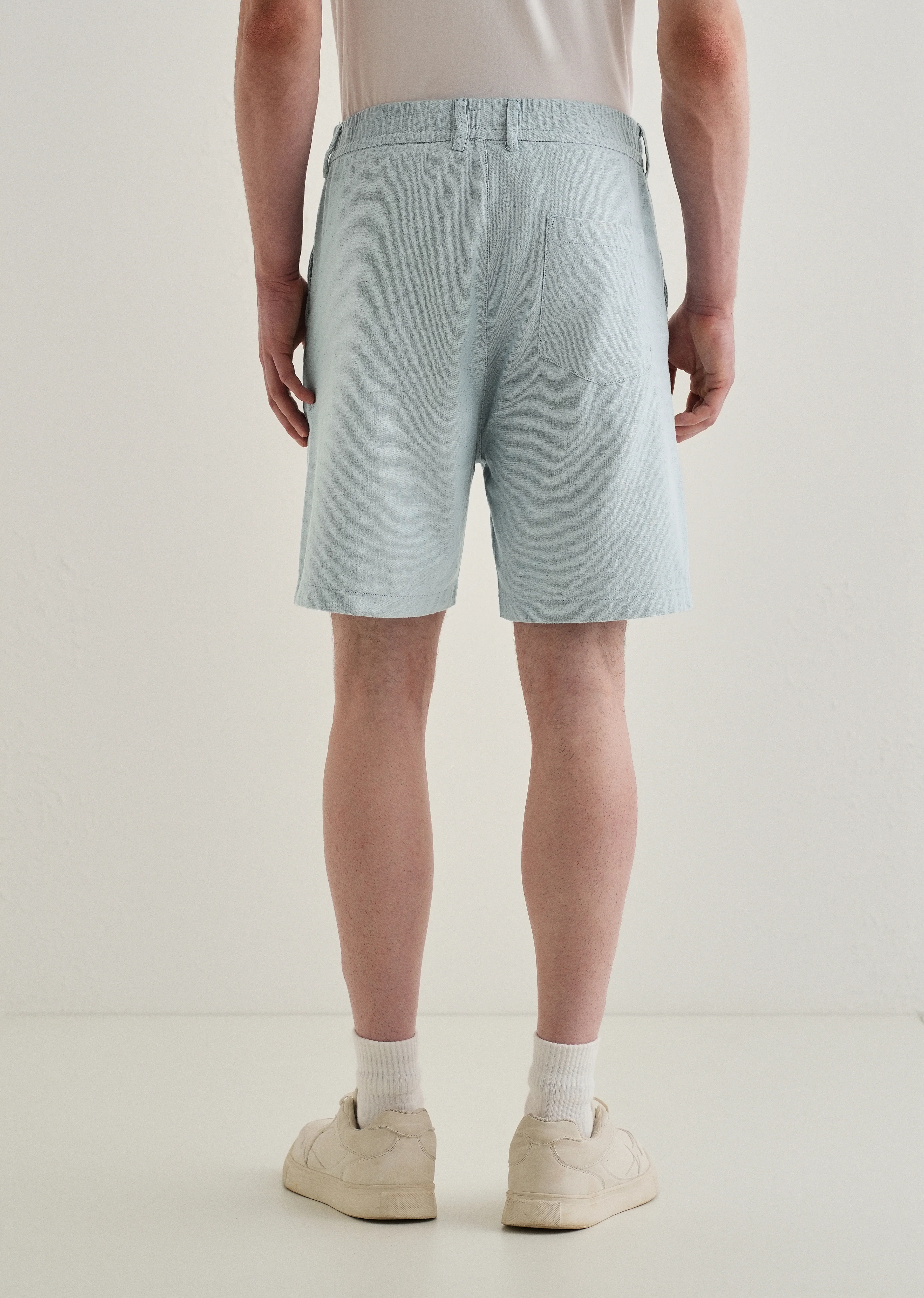 Ice Blue Linen Shorts - Image 2
