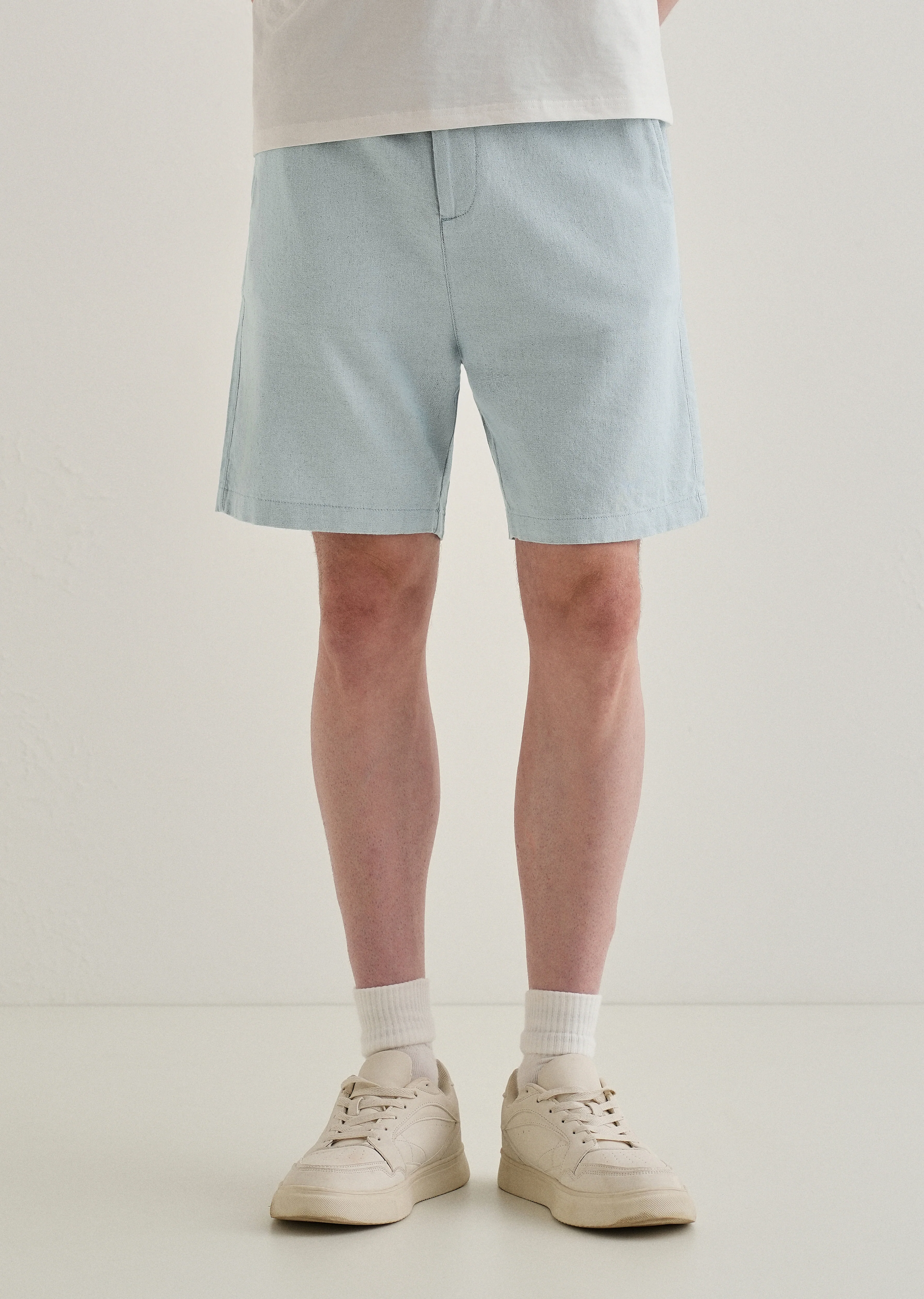 Ice Blue Linen Shorts - Image 7