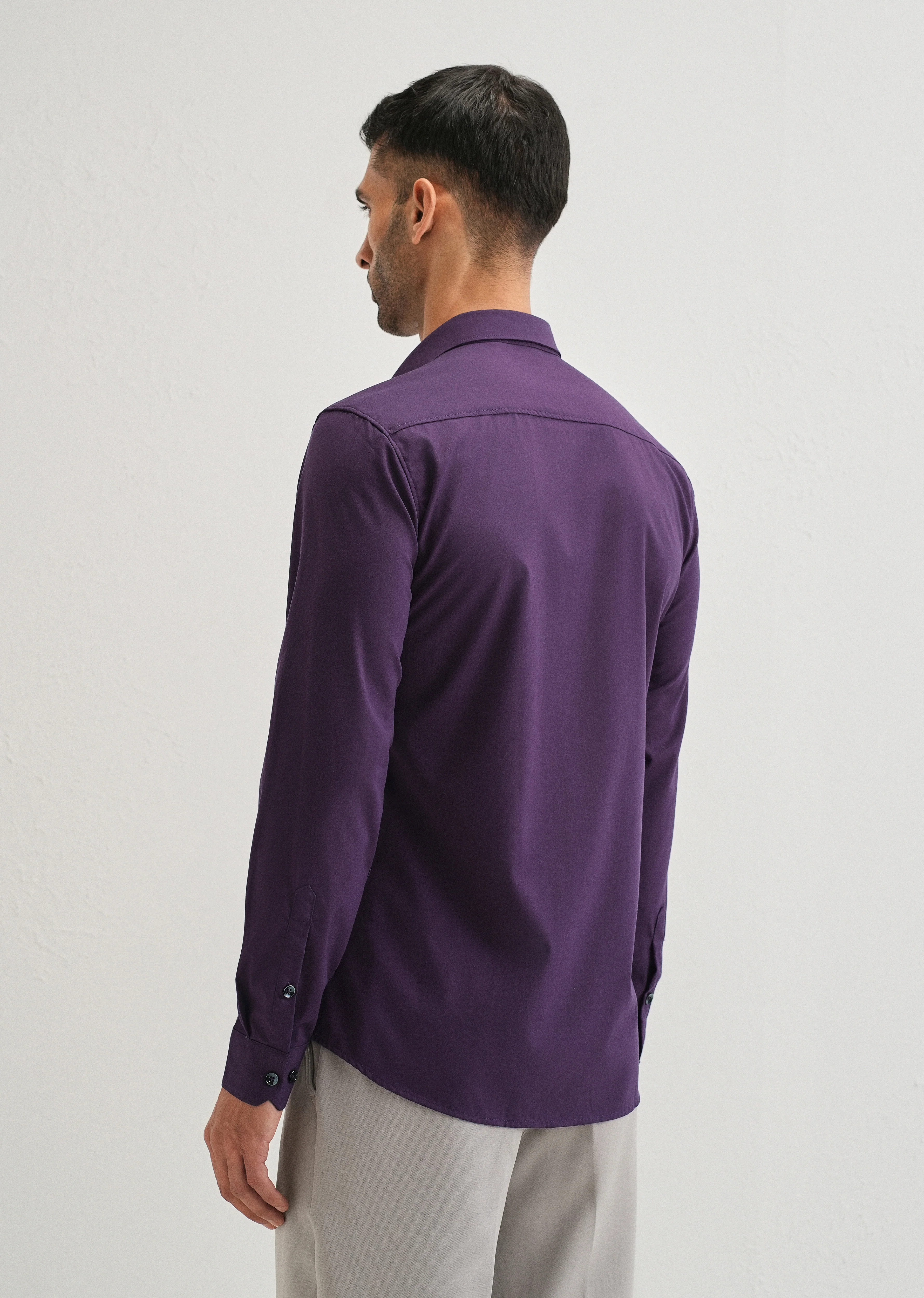 Imperial Purple Plain Wrinkle Free Shirt - Image 2