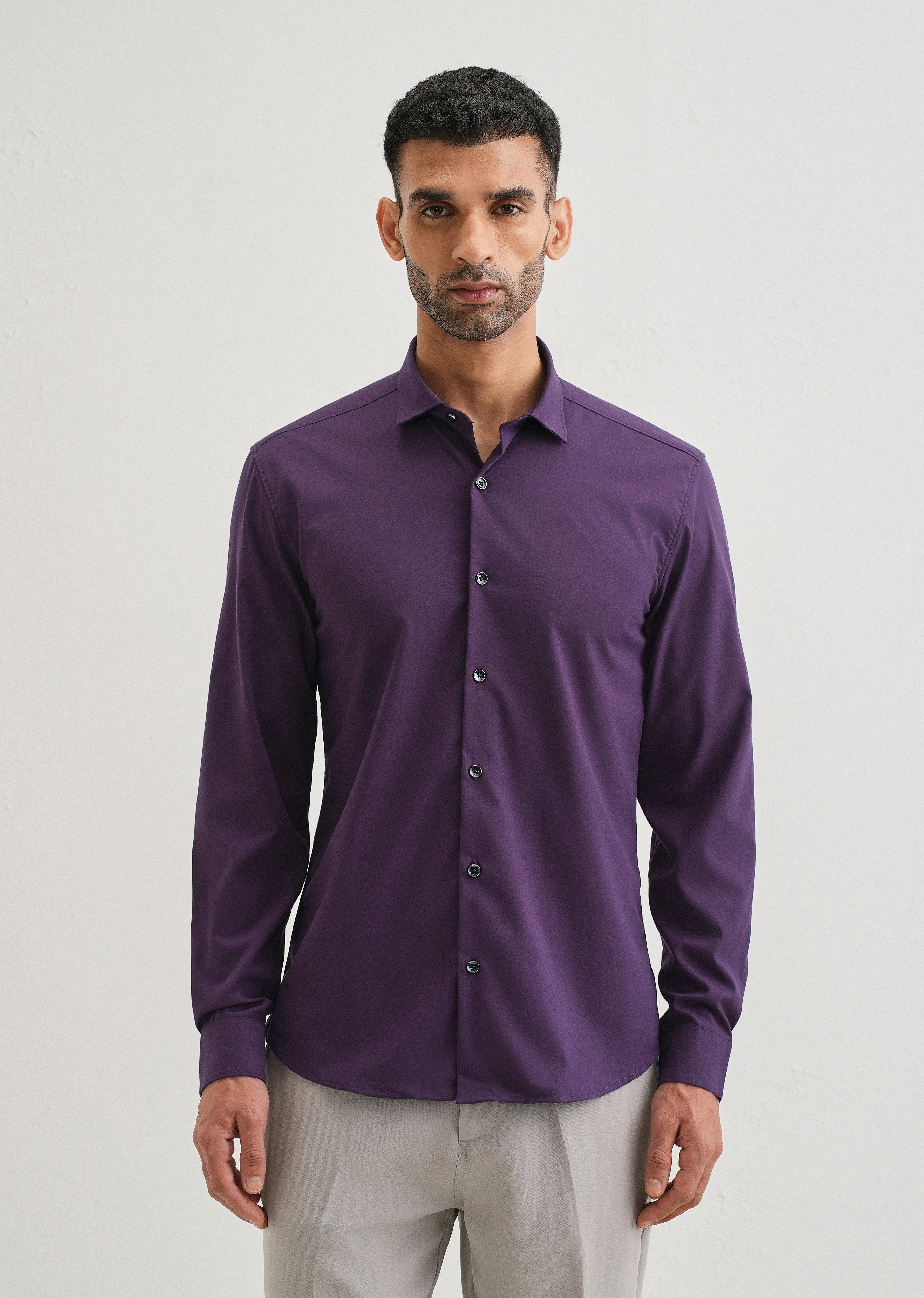 Imperial Purple Plain Wrinkle Free Shirt - Image 4