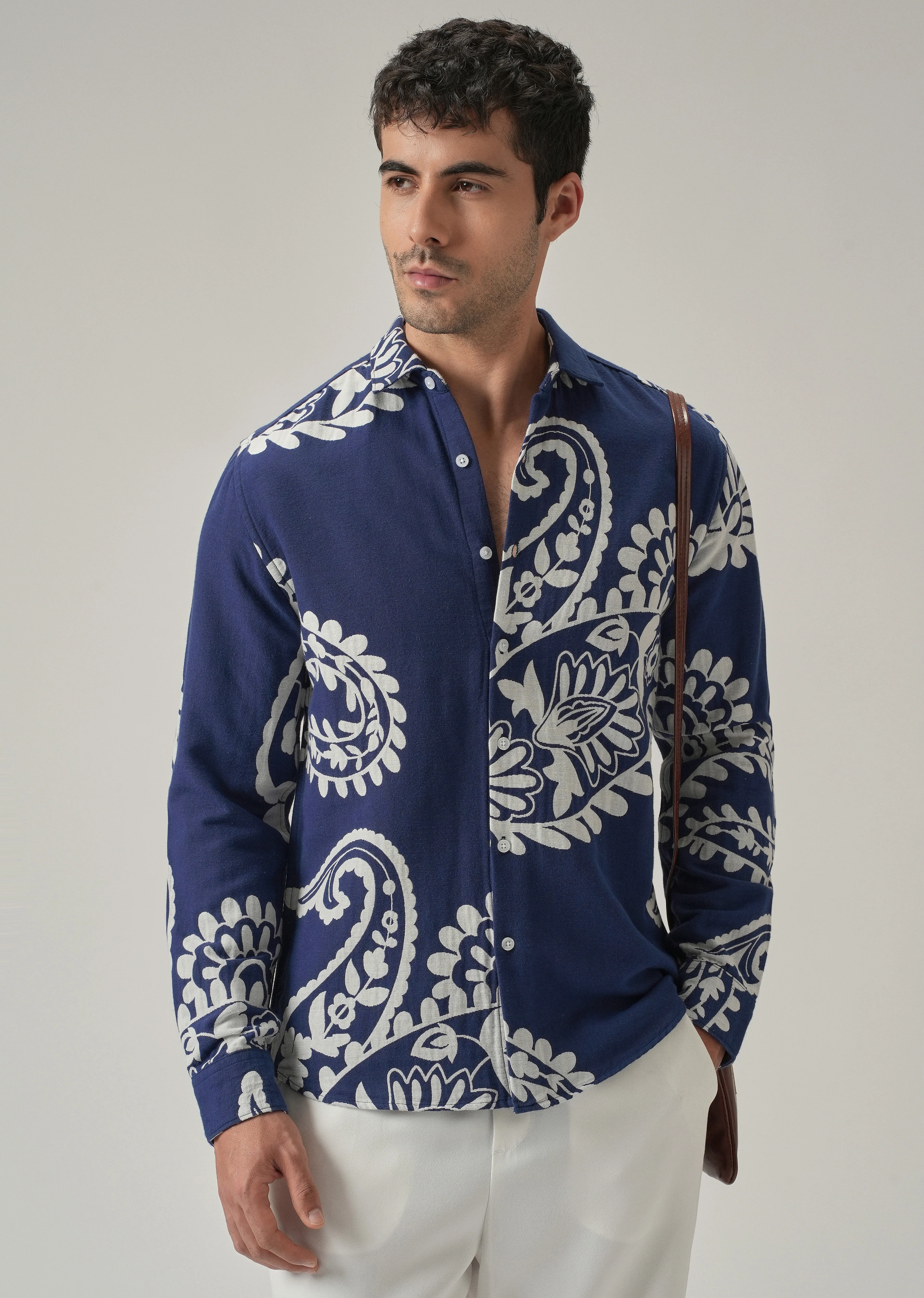 Indigo Paisley Pattern Shirt - Image 3