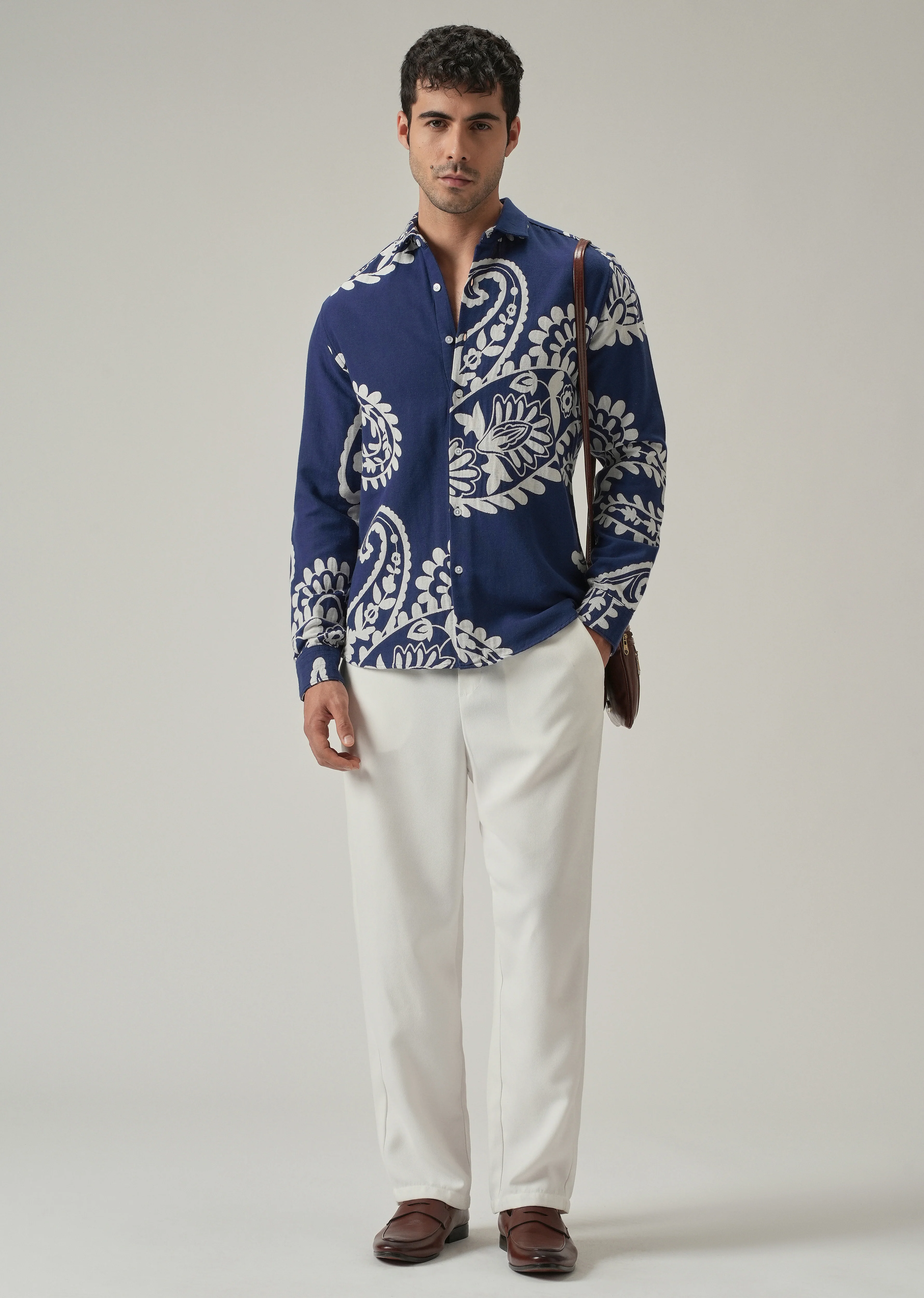 Indigo Paisley Pattern Shirt - Image 6