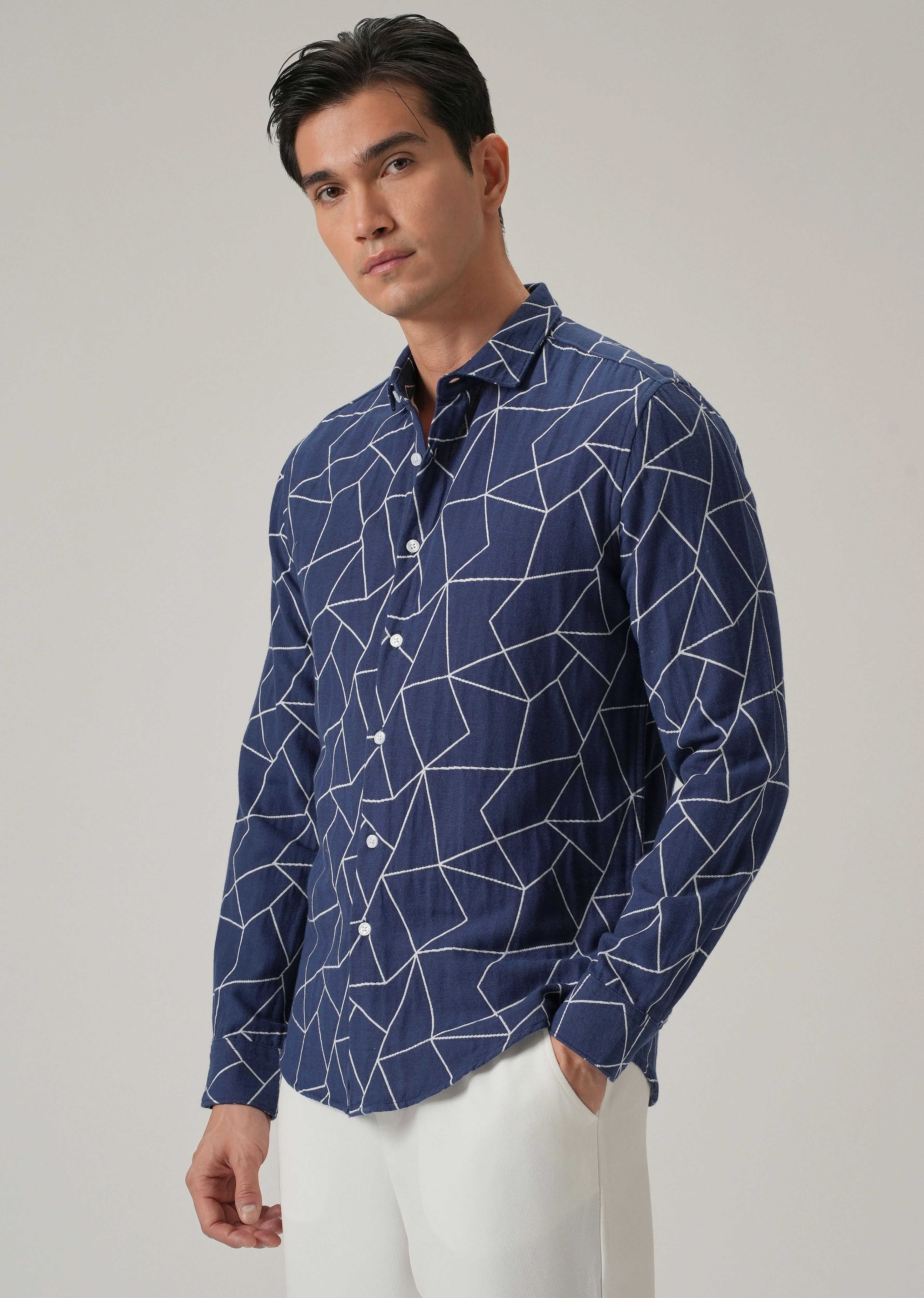 Indigo Prism Pattern Shirt - Image 4