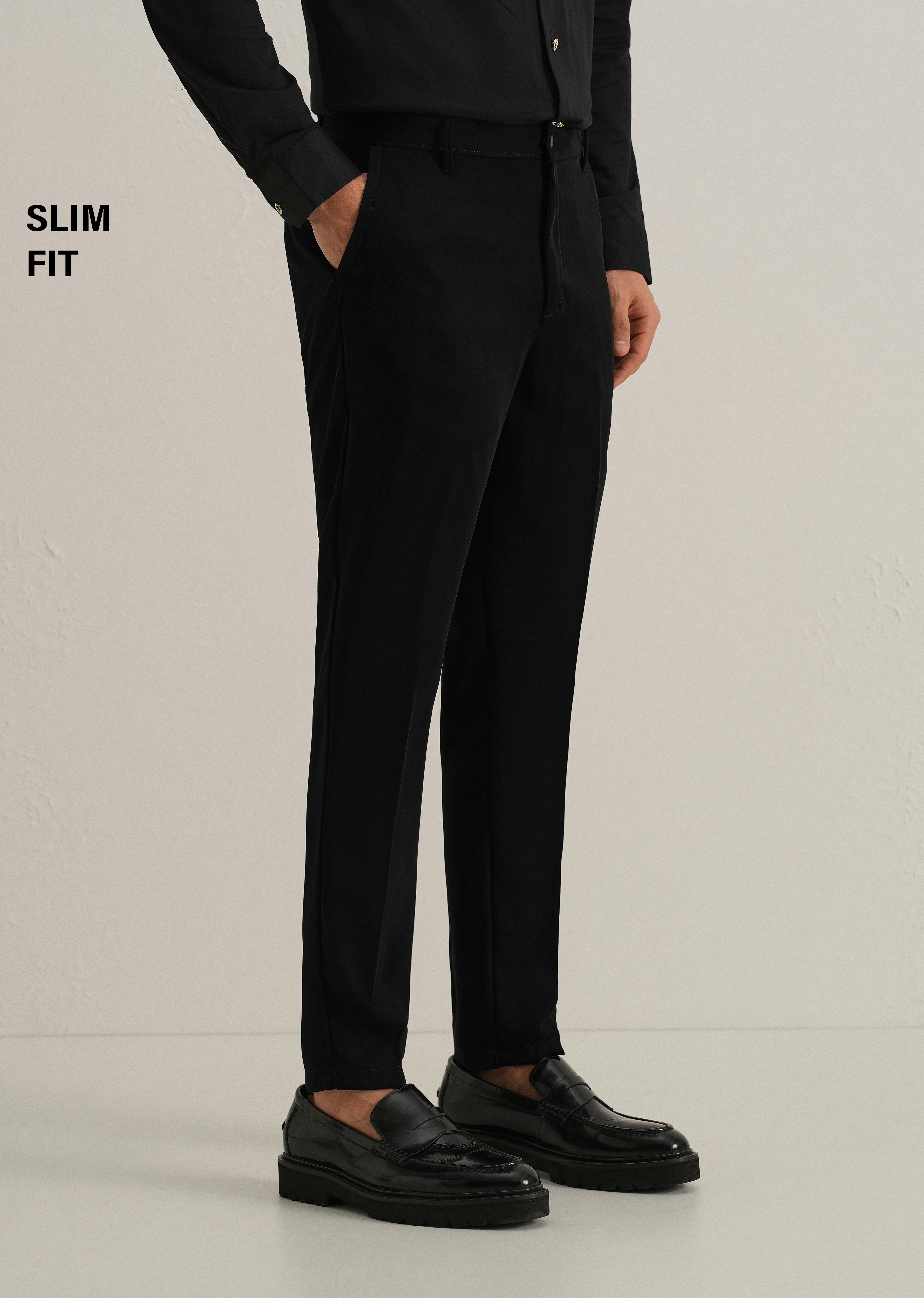 Ink Black Plain Slim Fit Trouser - Image 7