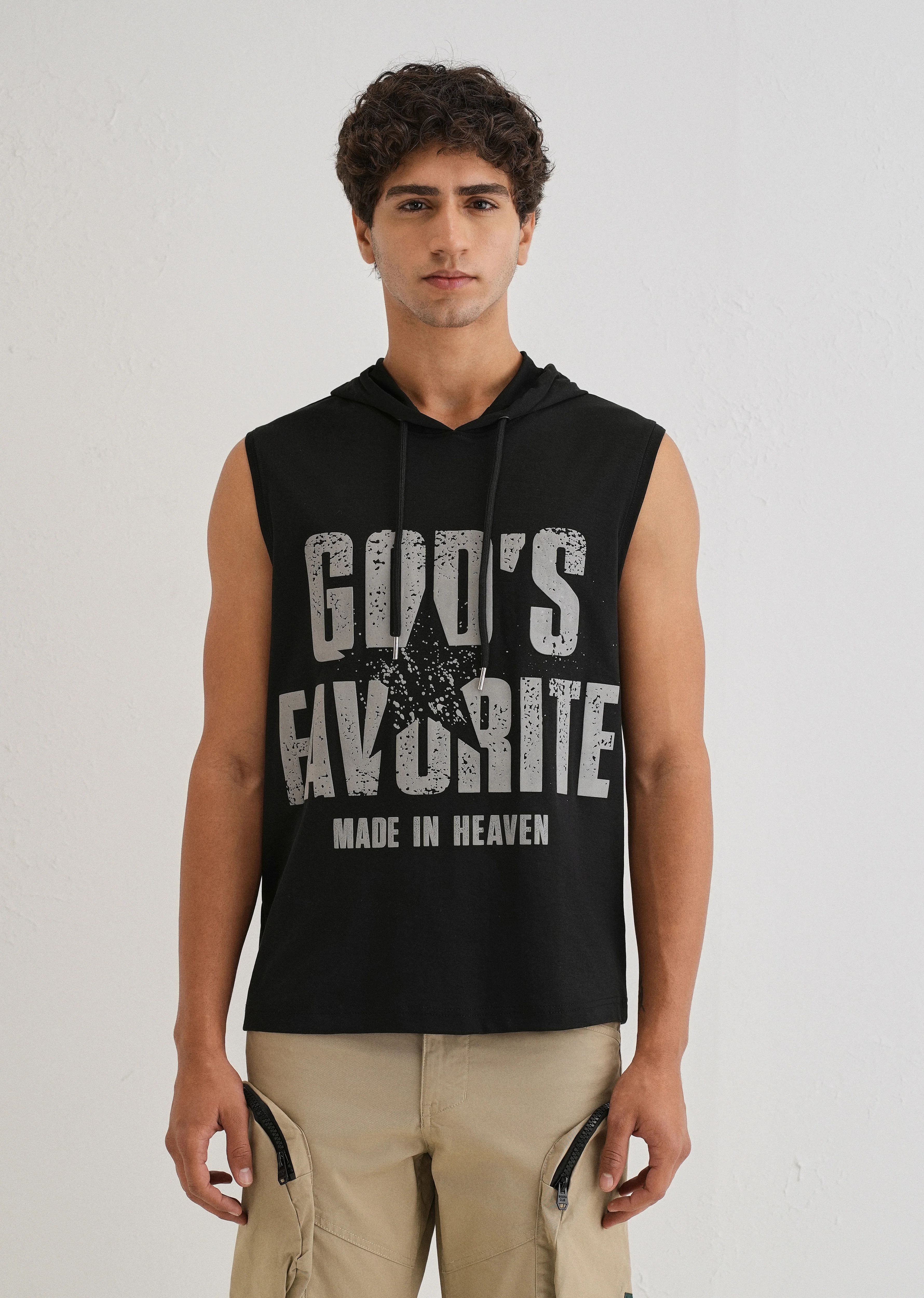 Ink Black Printed Hoodie Tank - Image 3