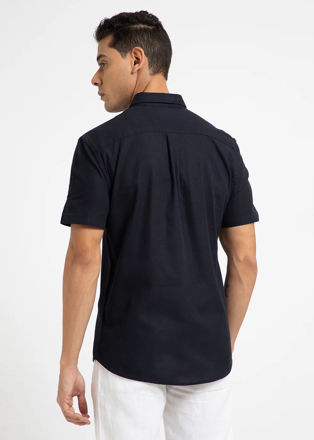 Ink Blue Cotton Linen Shirt - Image 4